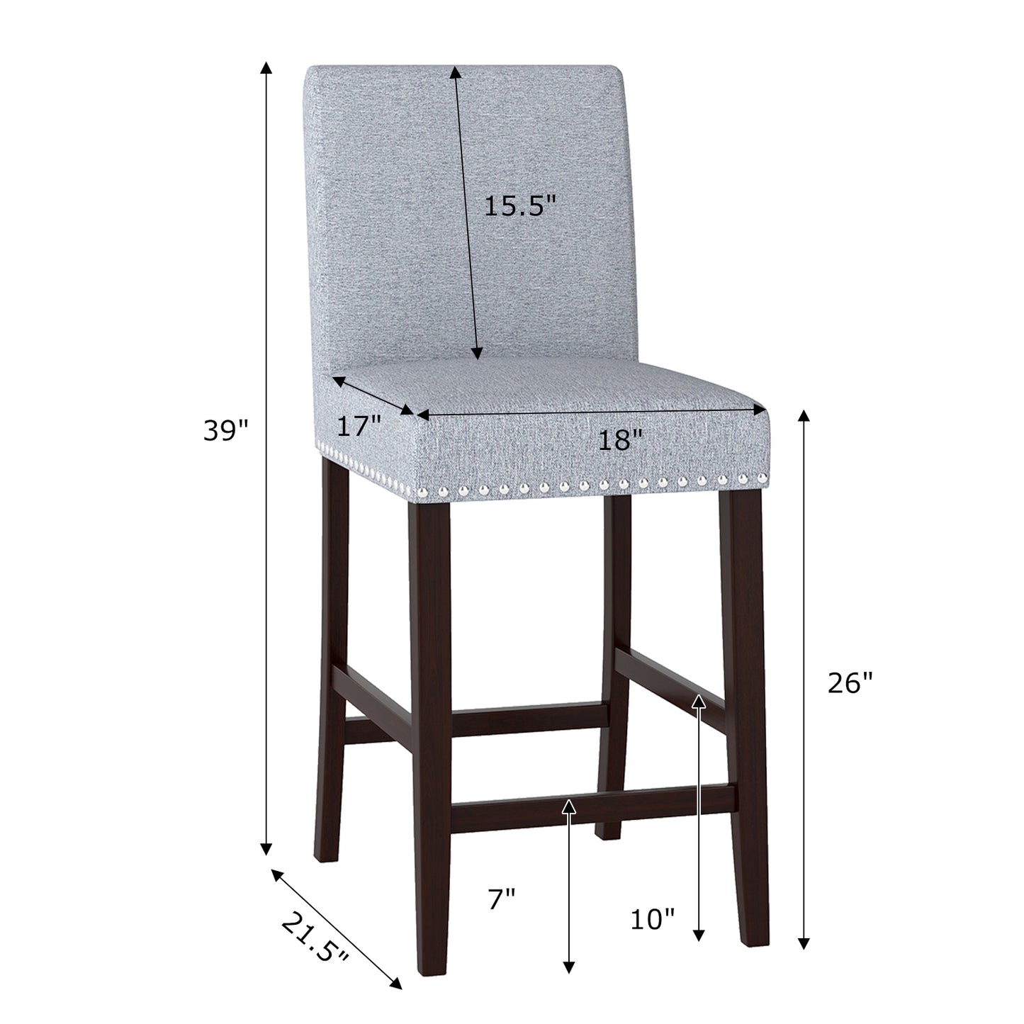 Counter Height Dining Chairs Set of 2 with Padded Seat