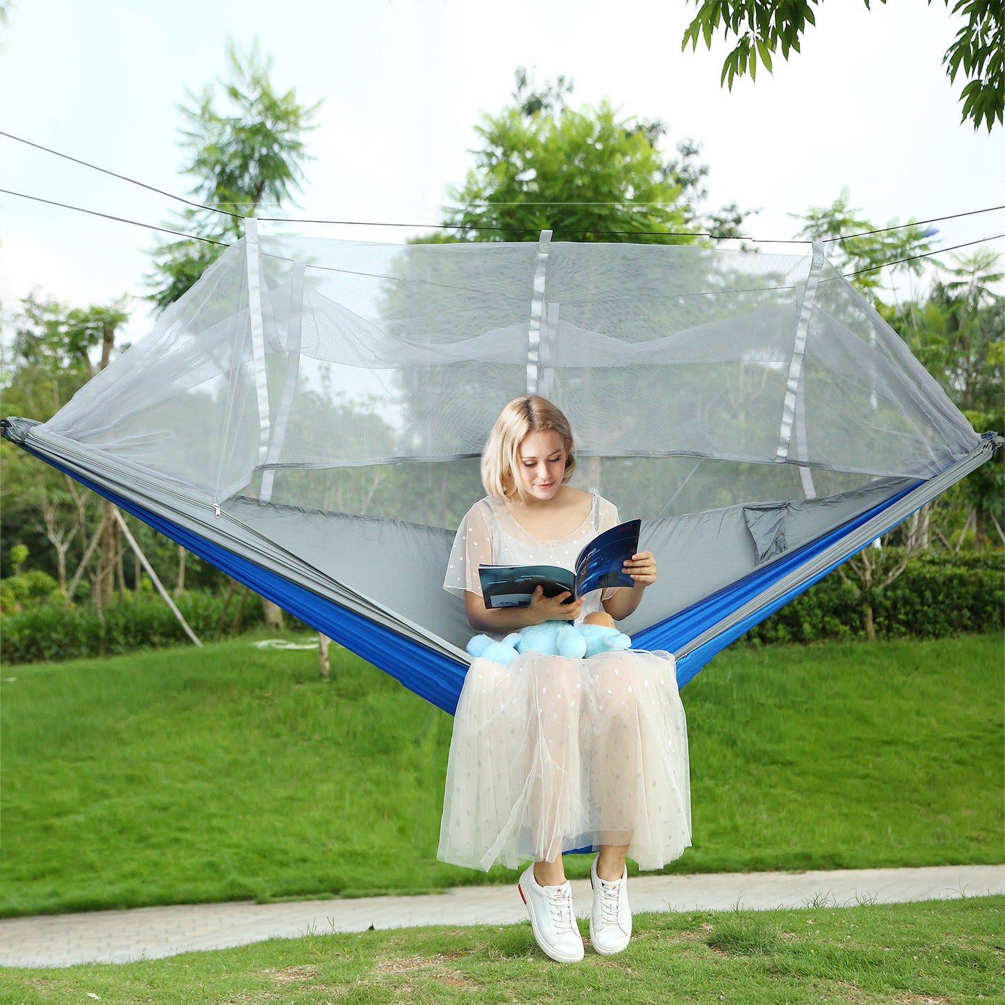 Camping Hammock with Mosquito Net - 600lb Capacity for 2 People