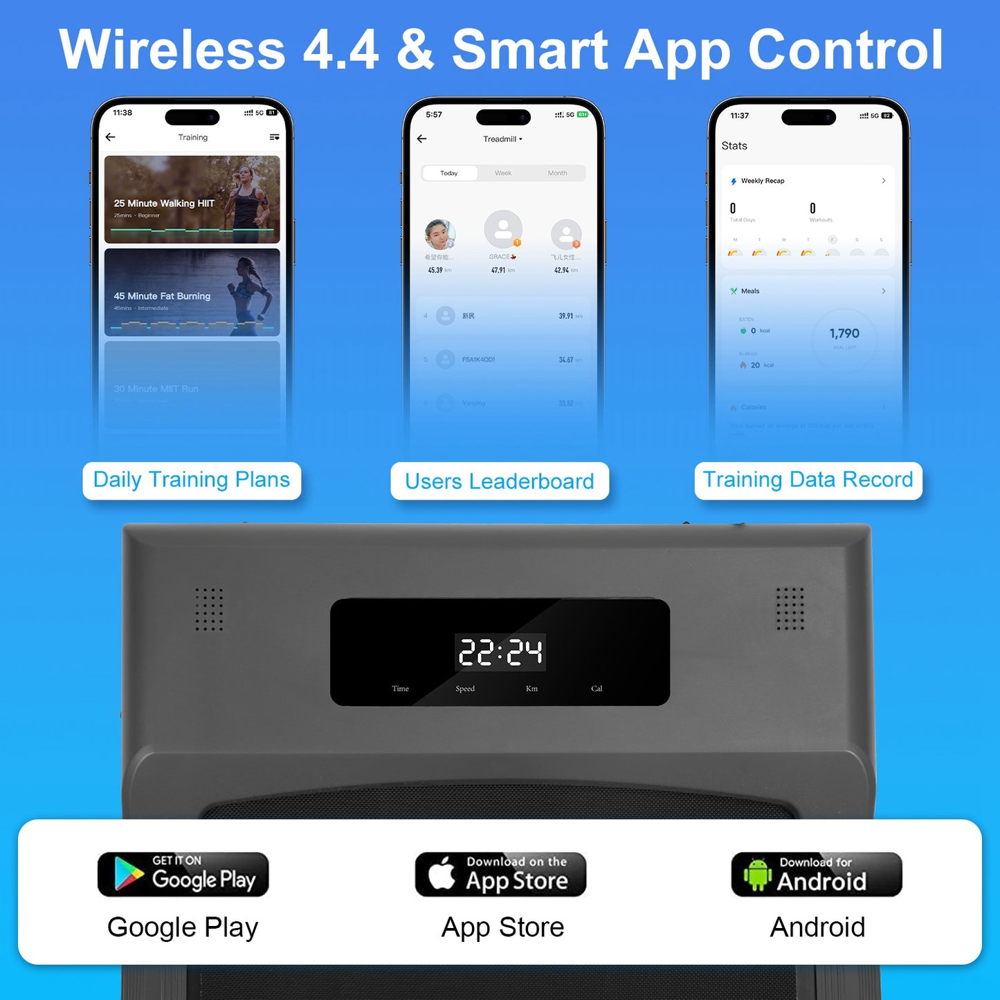 Under Desk Folding Treadmill with Remote and App Control
