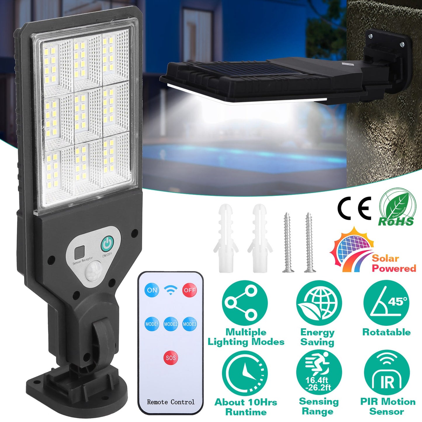 Solar Wall Light with Motion Sensor and Remote Control