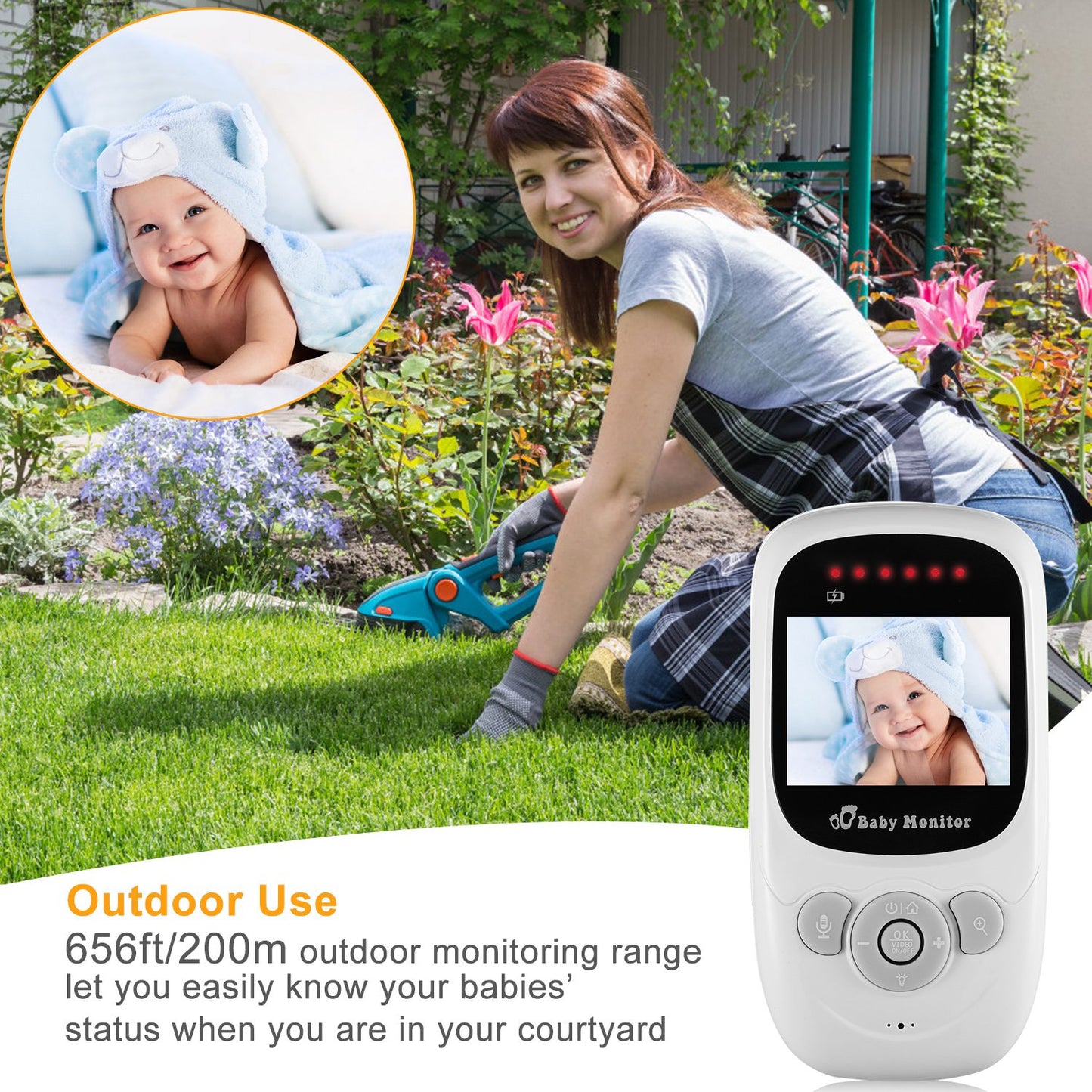 Video Baby Monitor with 2.4" LCD Screen and Night Vision