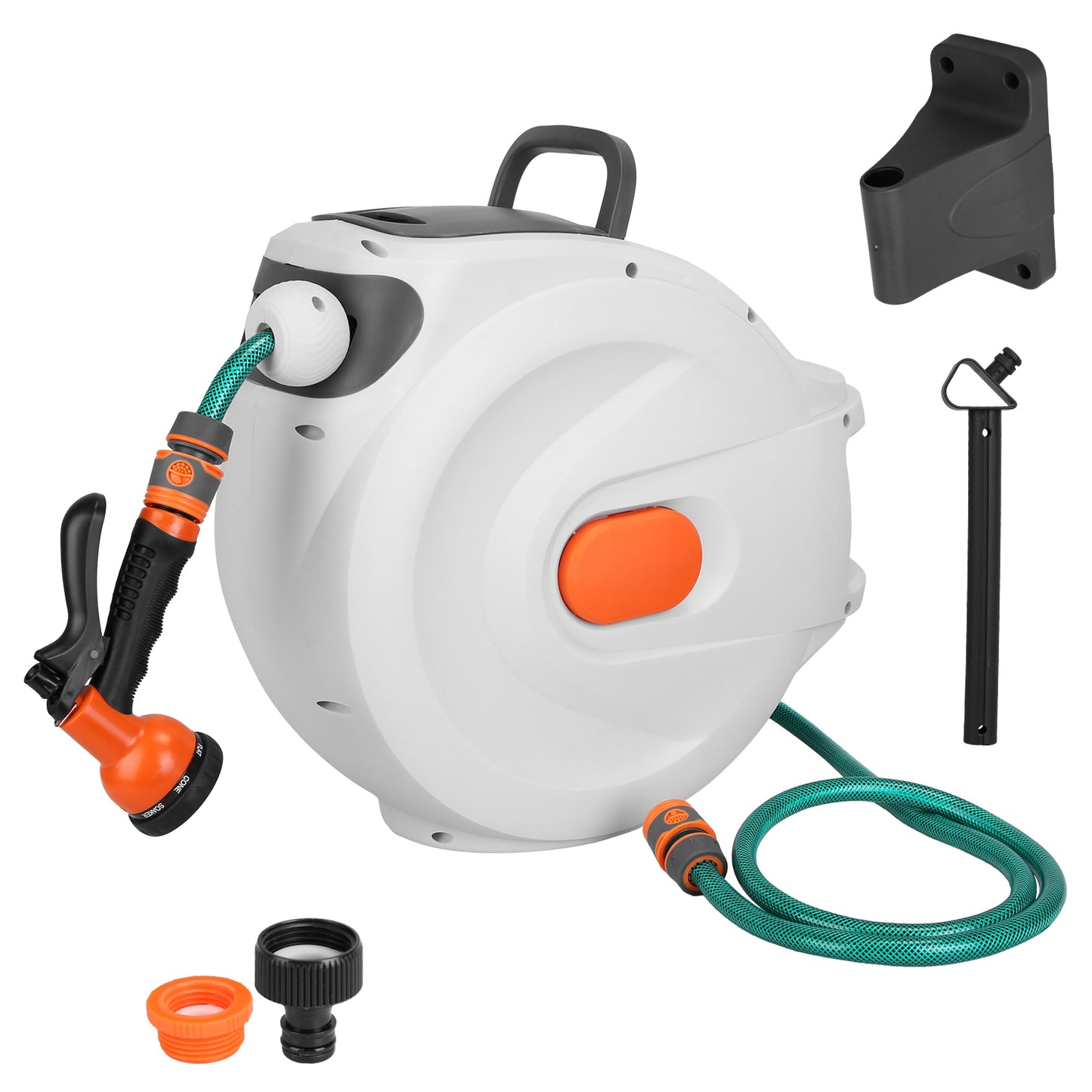 Retractable Garden Hose Reel 98ft Wall Mounted Auto Rewind