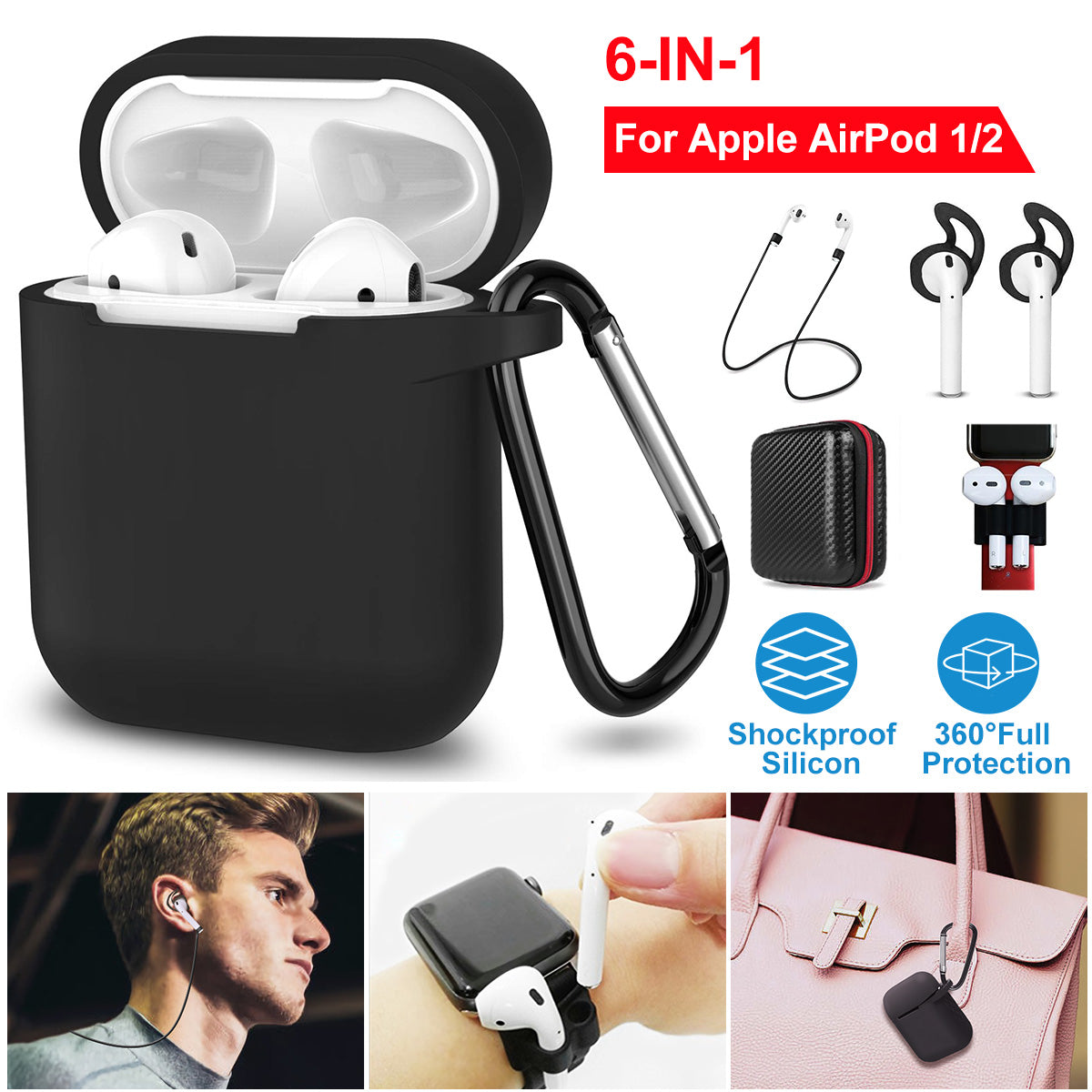 AirPods 1/2 Silicone Case with Accessories Kit