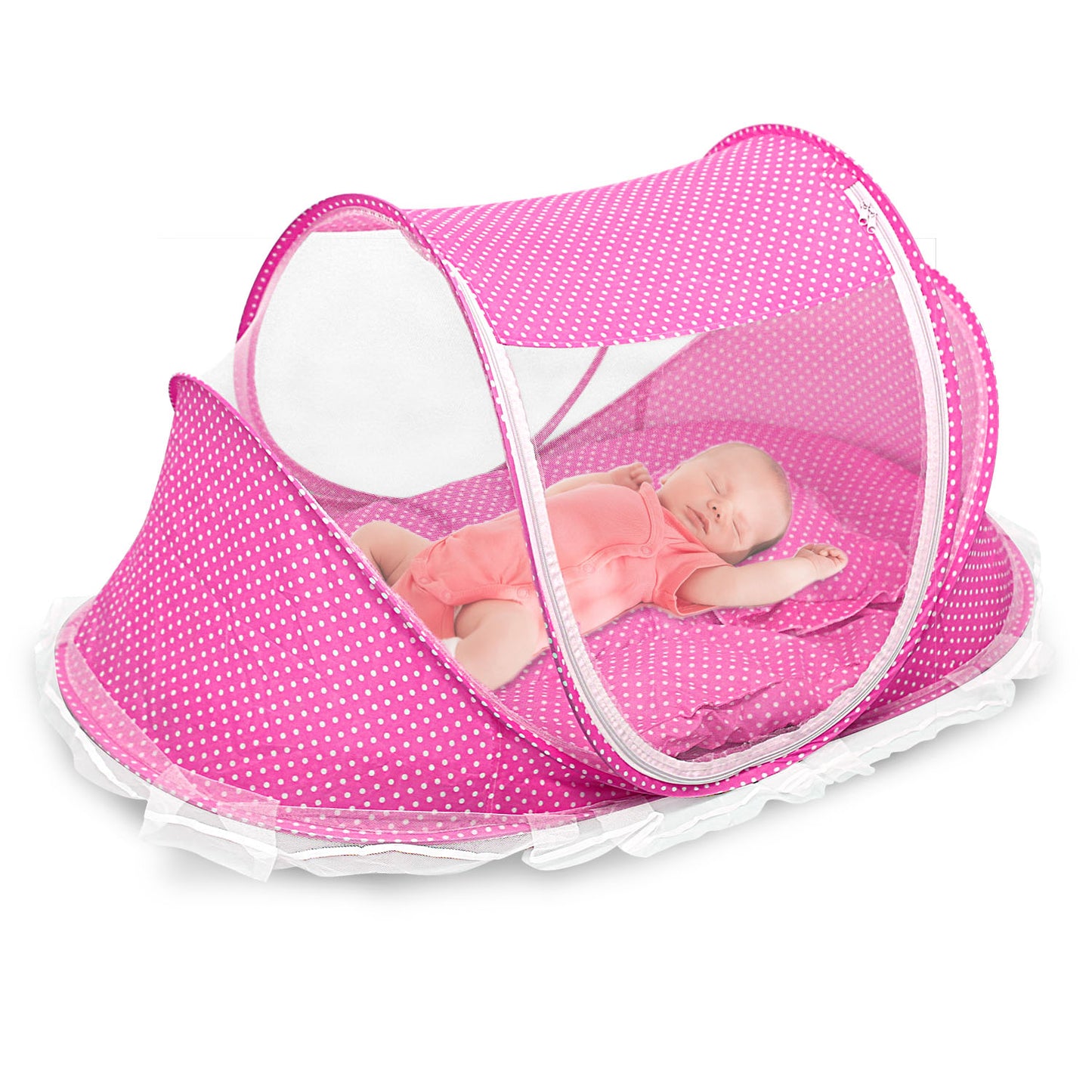 Foldable Baby Travel Bed with Mosquito Net & Music Box
