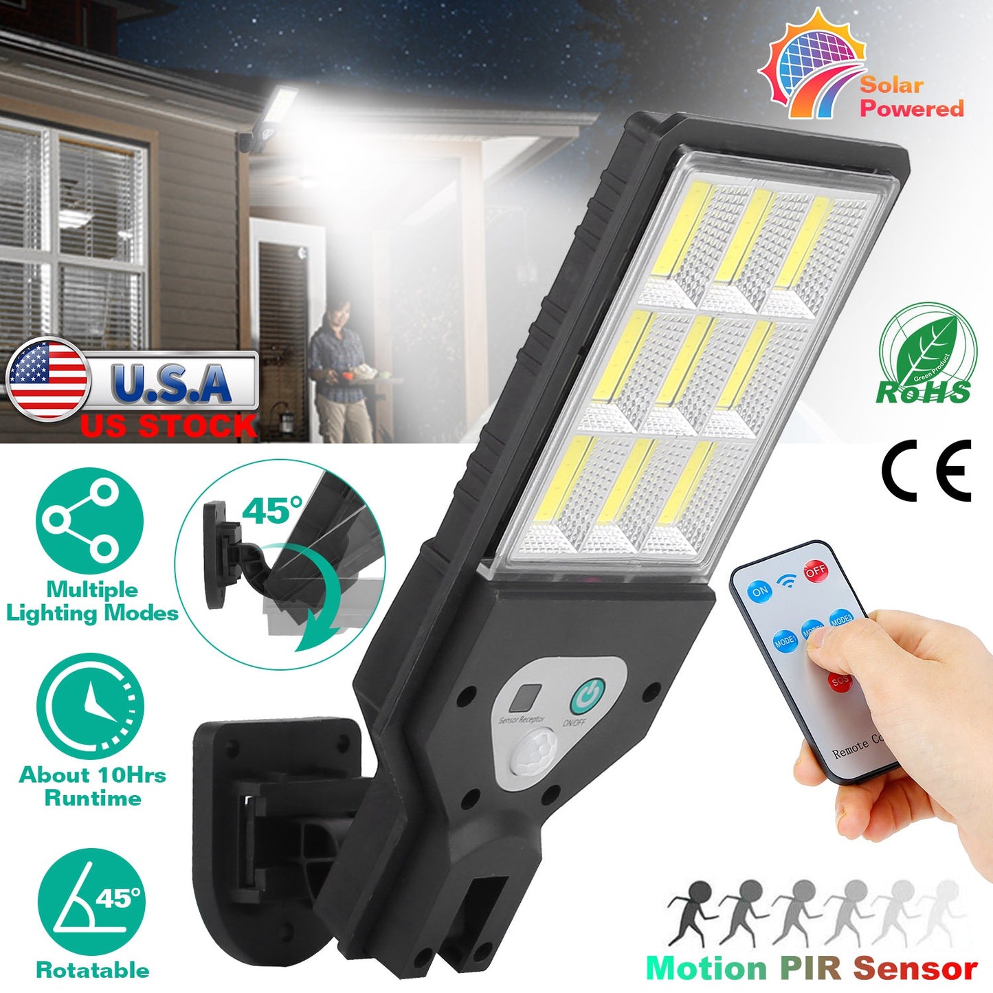 Solar Wall Light with Motion Sensor and Remote Control