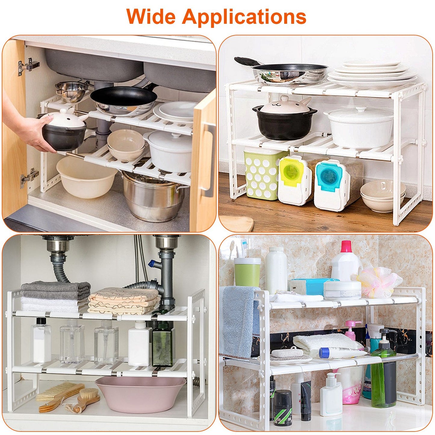 Under Sink Organizer 2-Tier Expandable Storage Rack