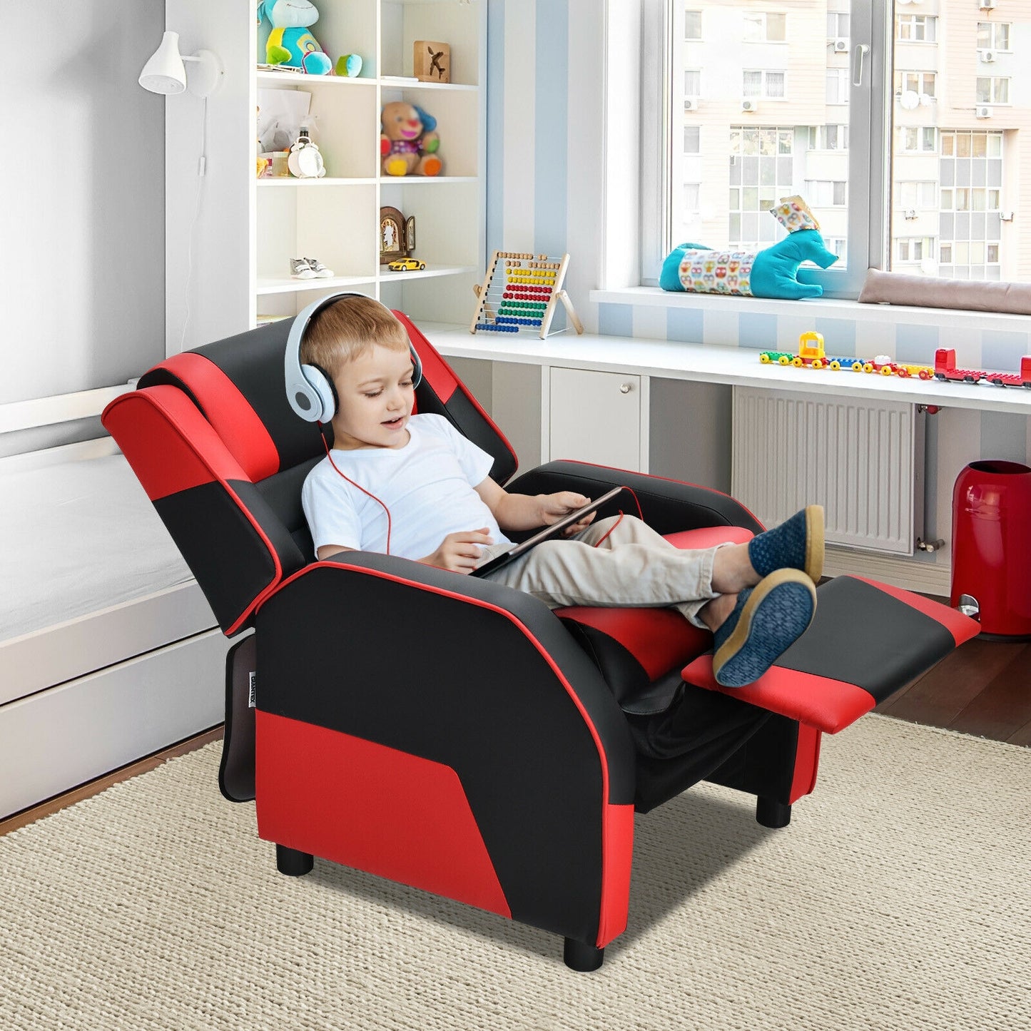 Kids Gaming Recliner with Headrest and Footrest