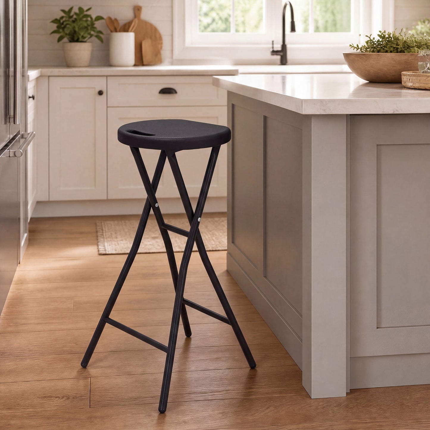 27.5" Folding Bar Stool with HDPE Seat and Carry Handle