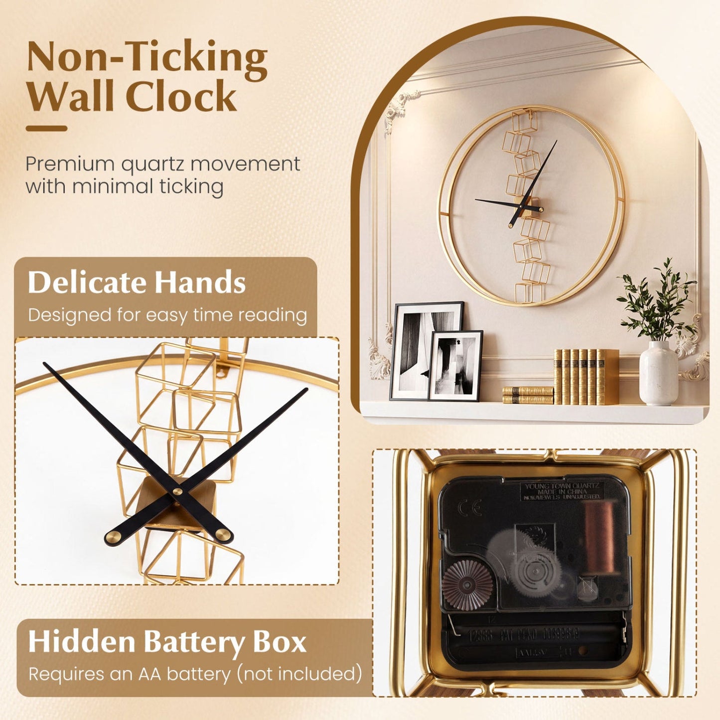 27 Inch Large Wall Clock for Living Room Bedroom Kitchen