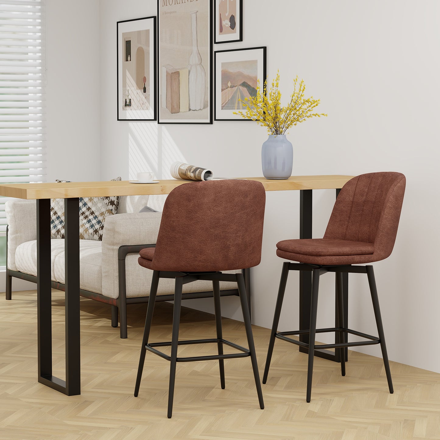 Swivel Bar Stools Set of 2 - 27 Inch Counter Height