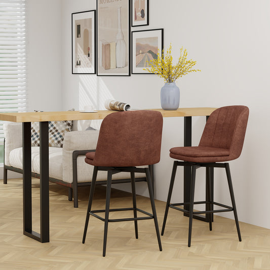 Swivel Bar Stools Set of 2 - 27 Inch Counter Height