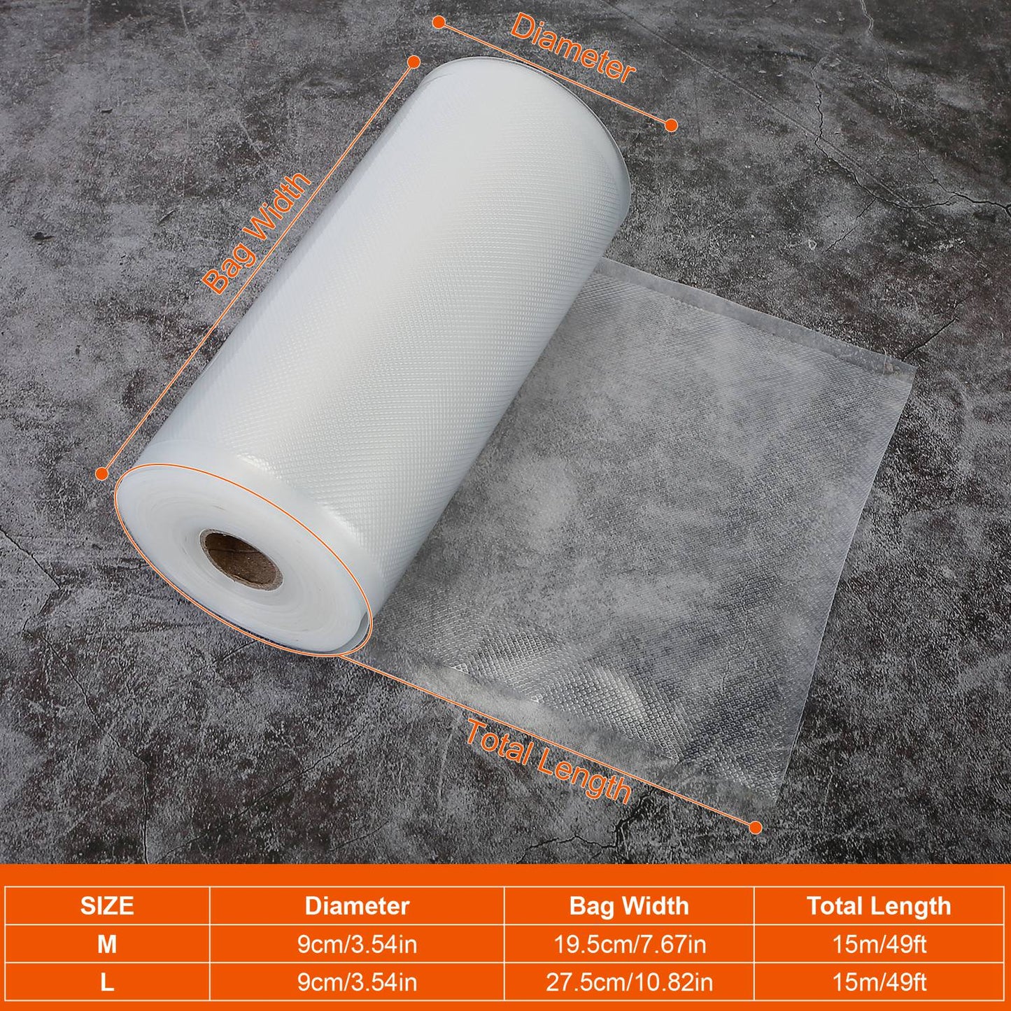 Vacuum Sealer Bags 7.67x49ft Roll - BPA Free Food Storage
