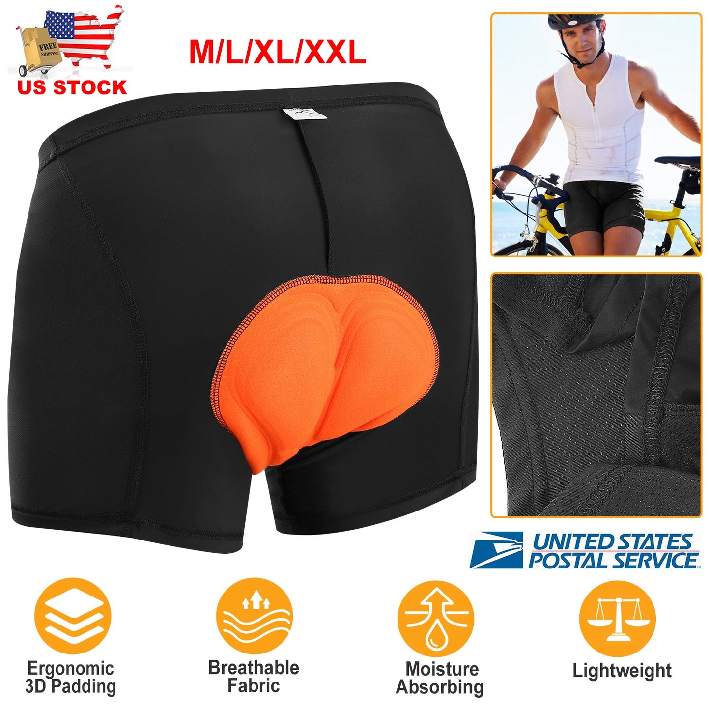 Men's 3D Padded Cycling Underwear Shorts with Moisture Wicking