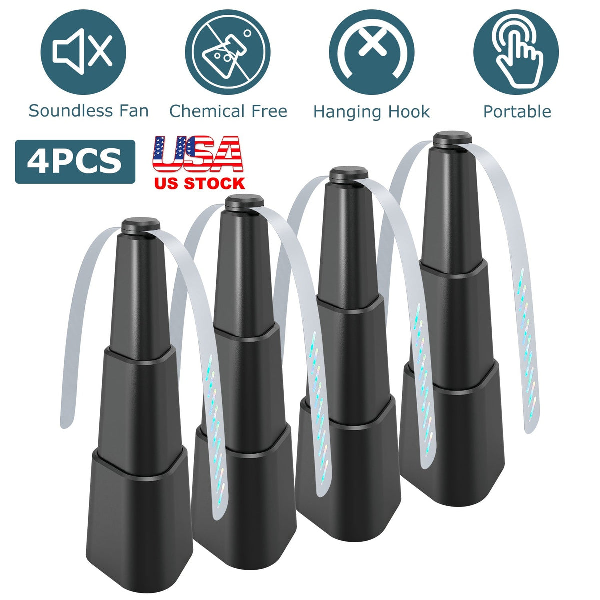 4Pcs Fly Repellent Fan Table Top Battery Powered Bug Deterrent Fan Hanging Food Fans for Party BBQ Picnic Camping