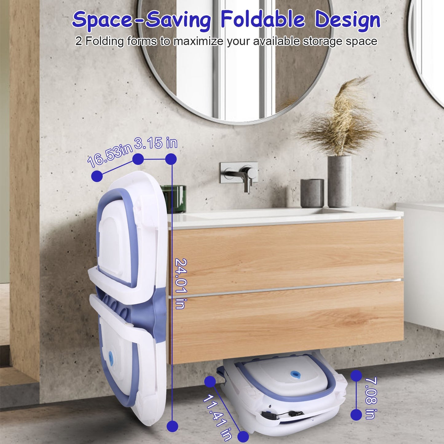 Collapsible Baby Bathtub with Thermometer for 0-24 Months
