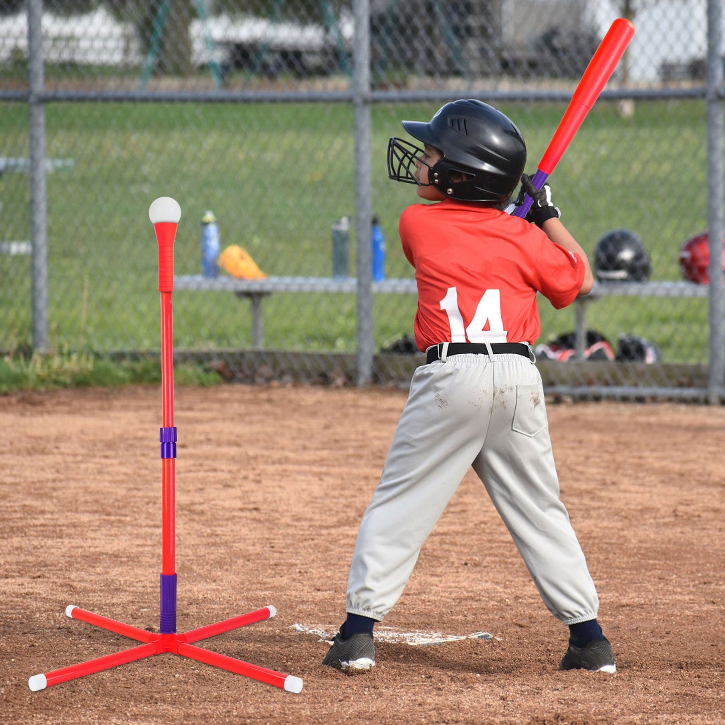 3-in-1 Baseball Toy Set with Adjustable Tee & Launcher