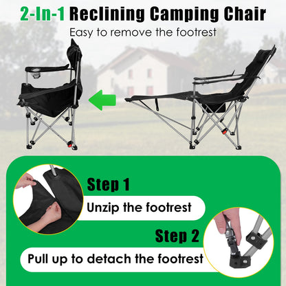 Reclining Camping Chair with Footrest - 4-Position Adjustable
