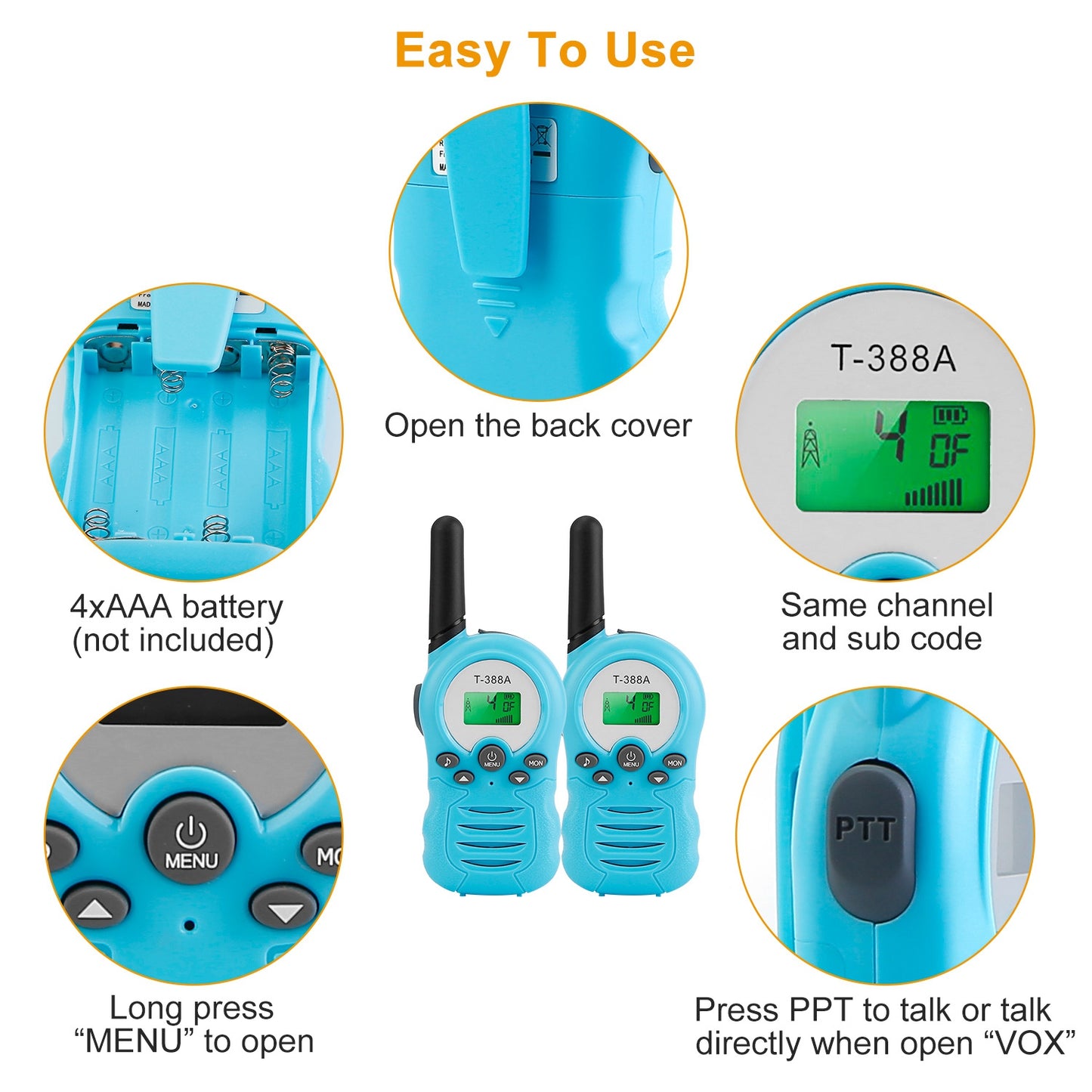 Kids Walkie Talkies 22 Channels 2-Way Radio with LCD Display