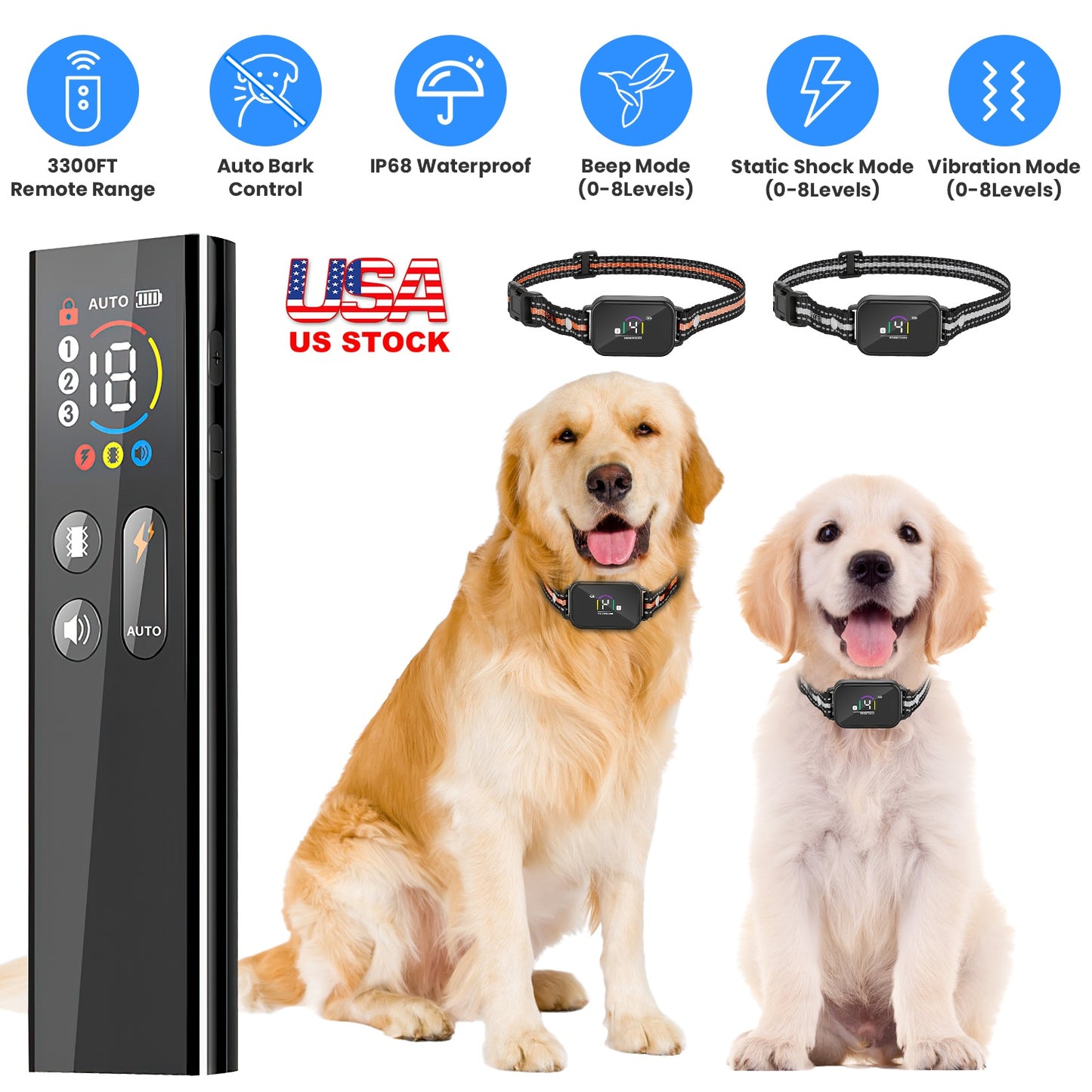 Dog Training Collar with Remote and Bark Control