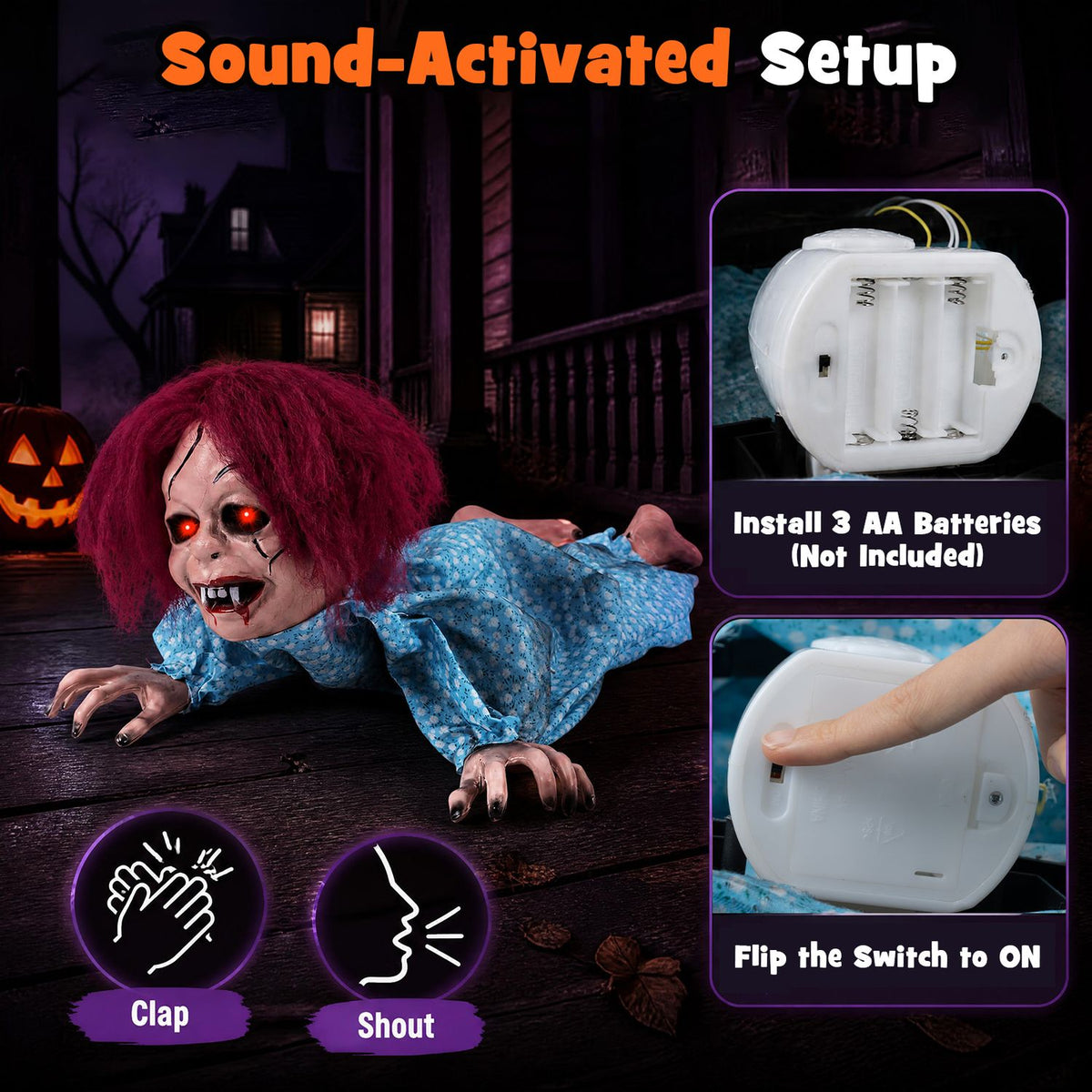 28" Halloween Horrifying Crawling Girl