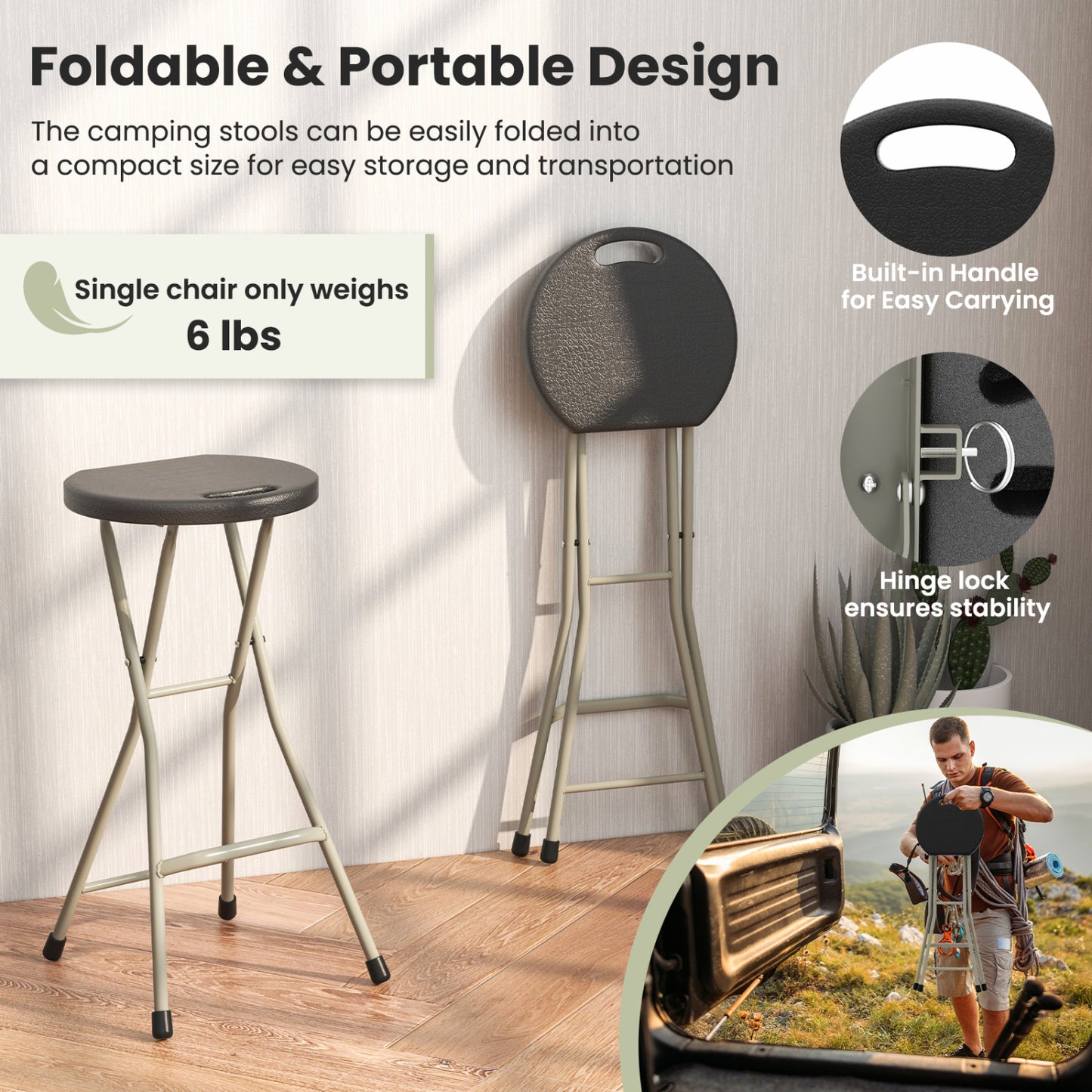 28" Folding Stool with 330 lbs Capacity