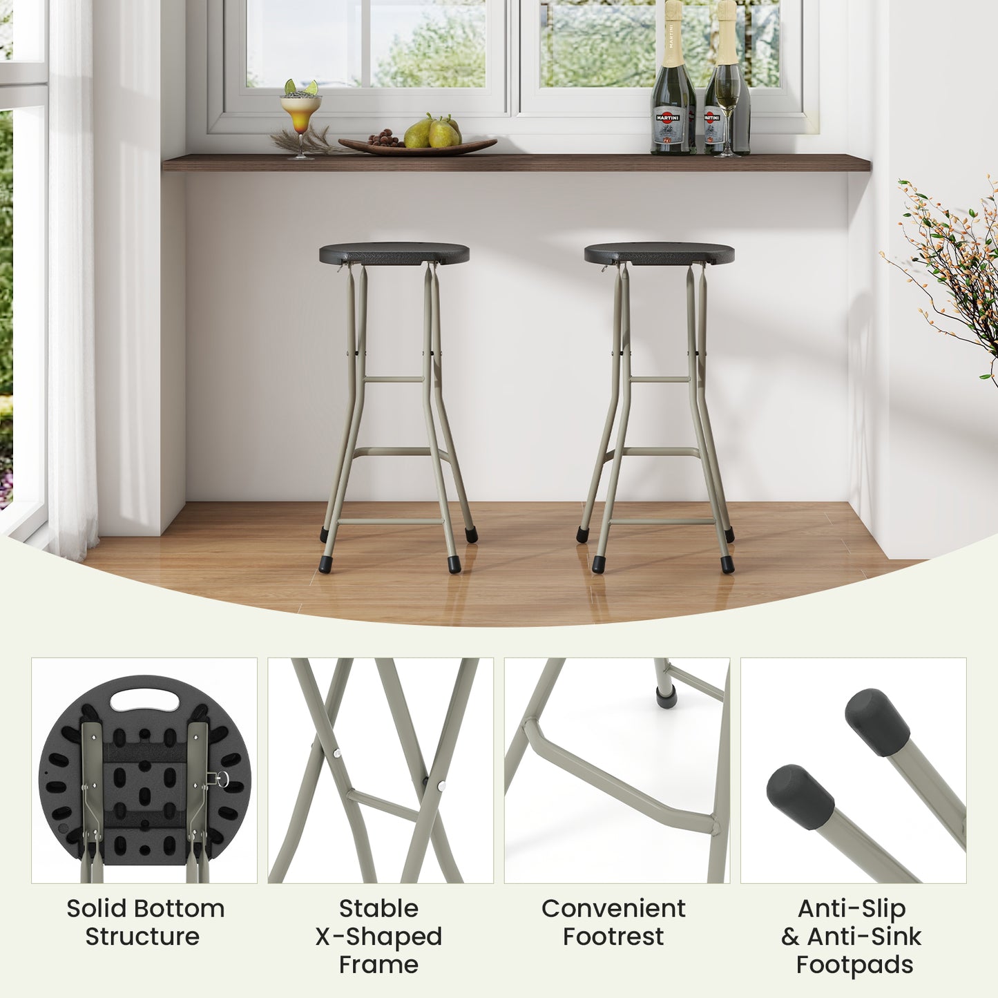 28" Folding Stool with 330 lbs Capacity