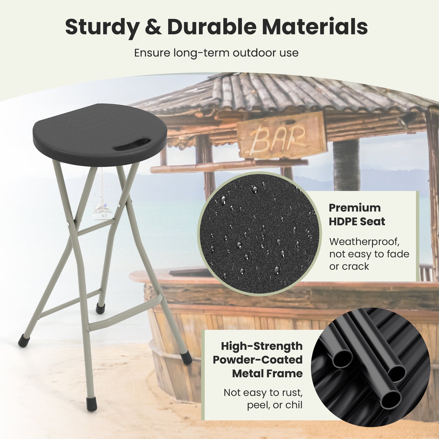 28" Folding Stool with 330 lbs Capacity