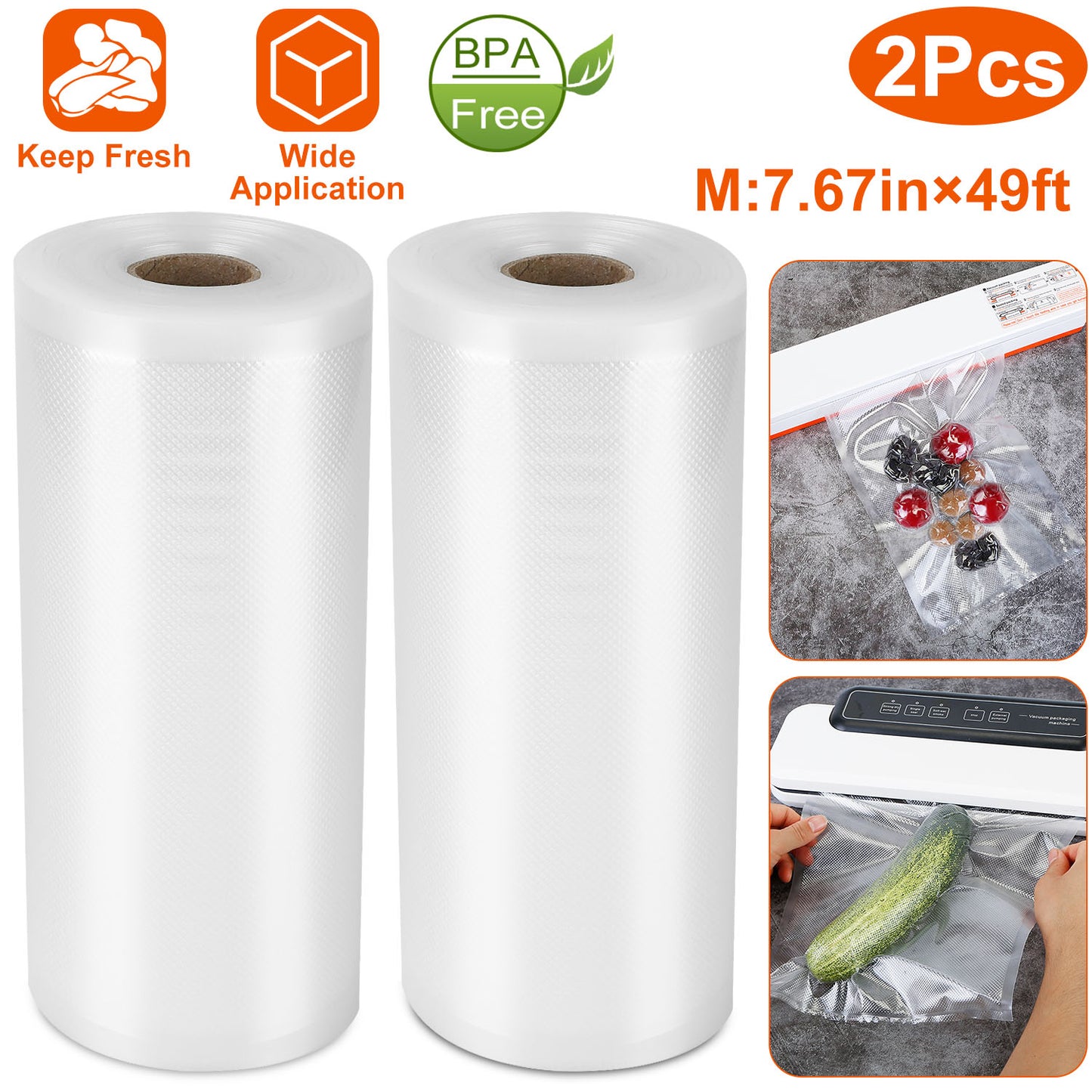 Vacuum Sealer Bags 7.67x49ft Roll - BPA Free Food Storage
