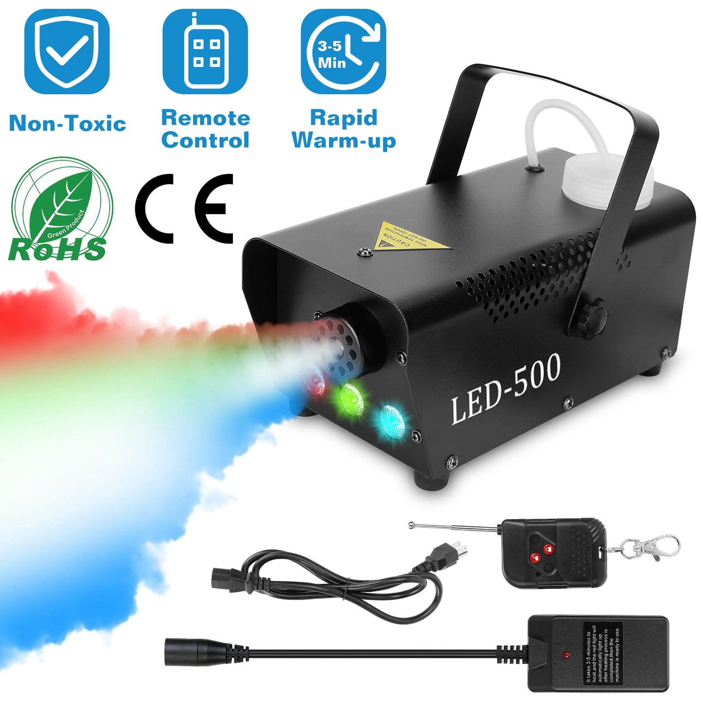 400W Fog Machine with RGB LED Lights and Remote Control