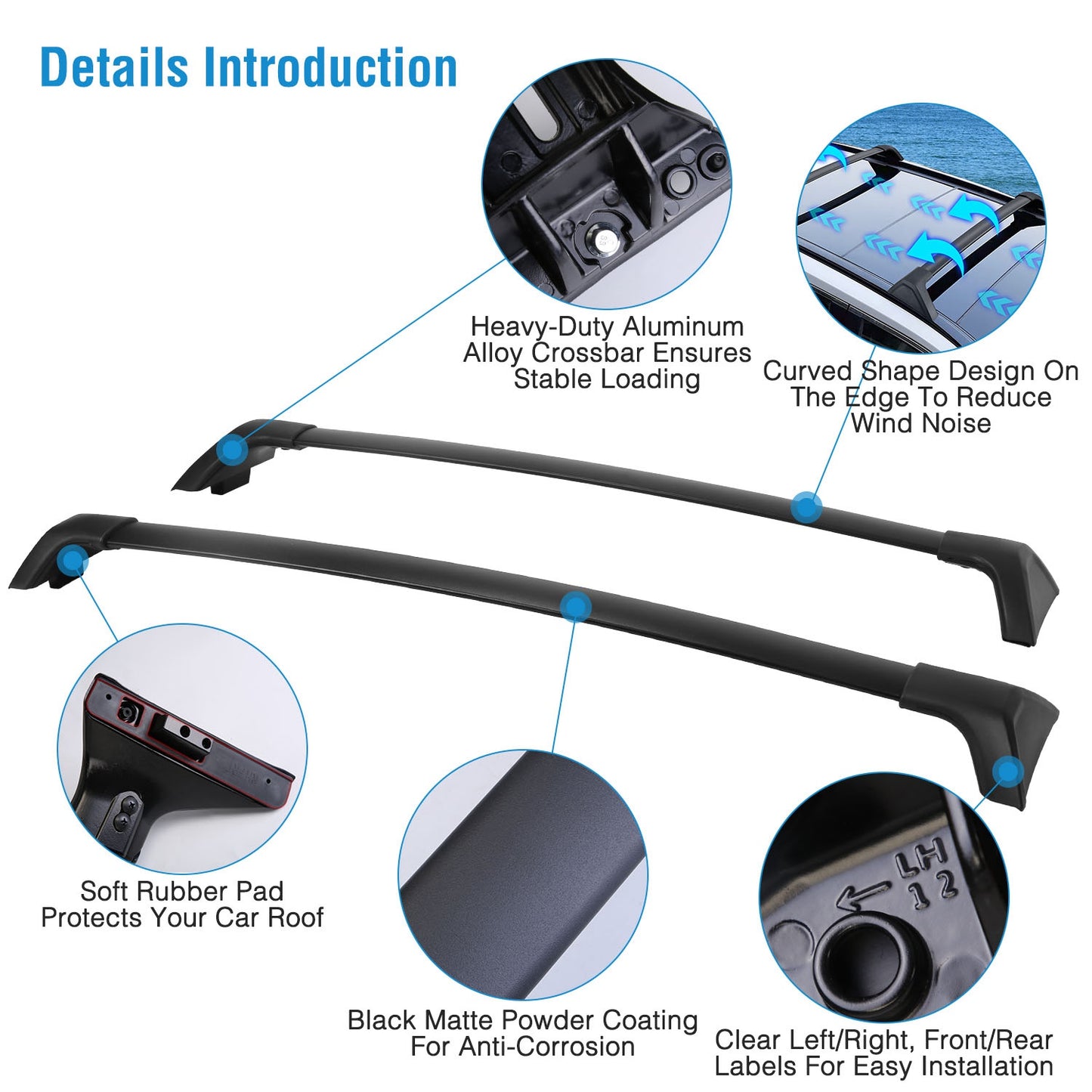 Roof Rack Cross Bars for Toyota RAV4 2019-2024 - 330 lbs Capacity