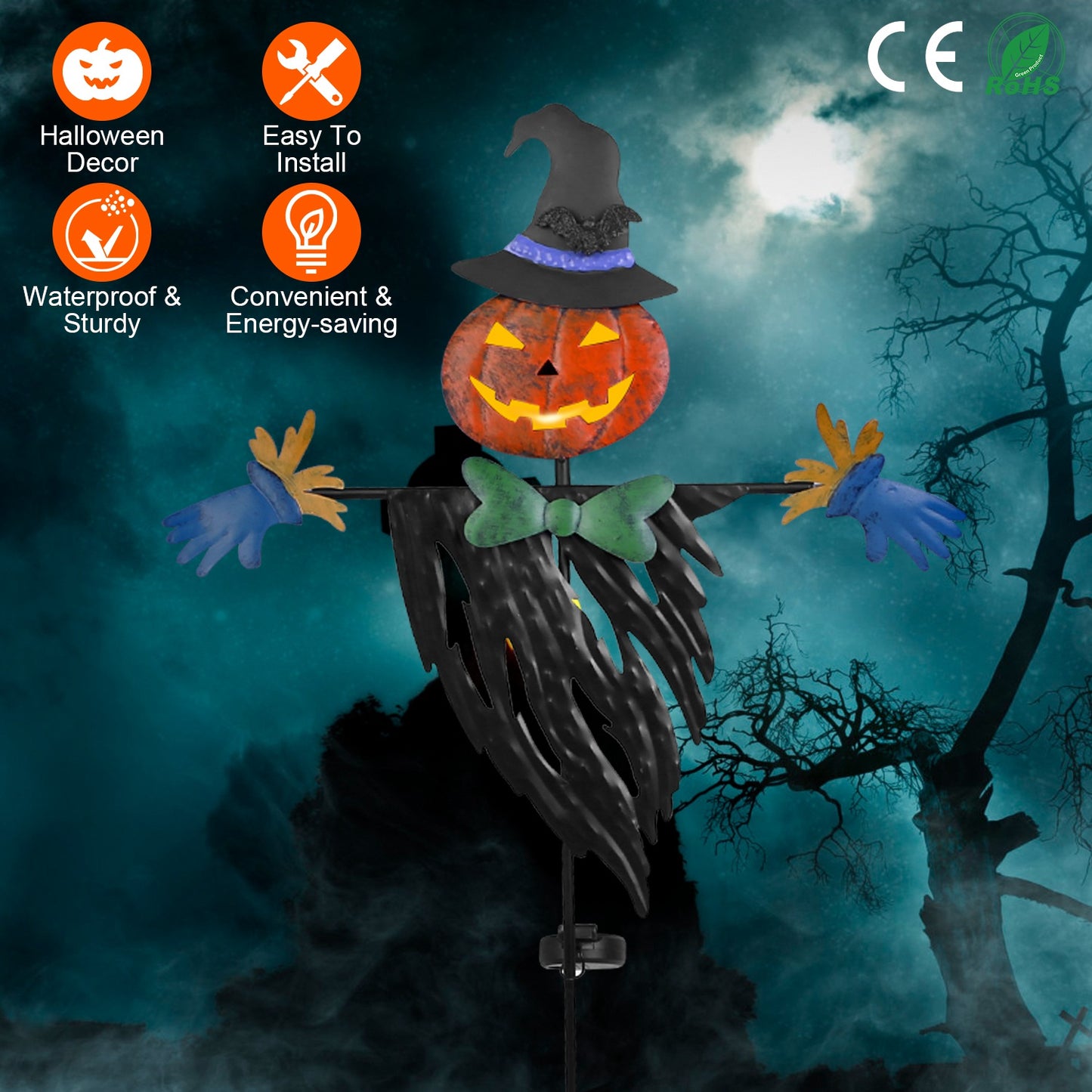 Solar Scarecrow Stake Light - Halloween Yard Decoration