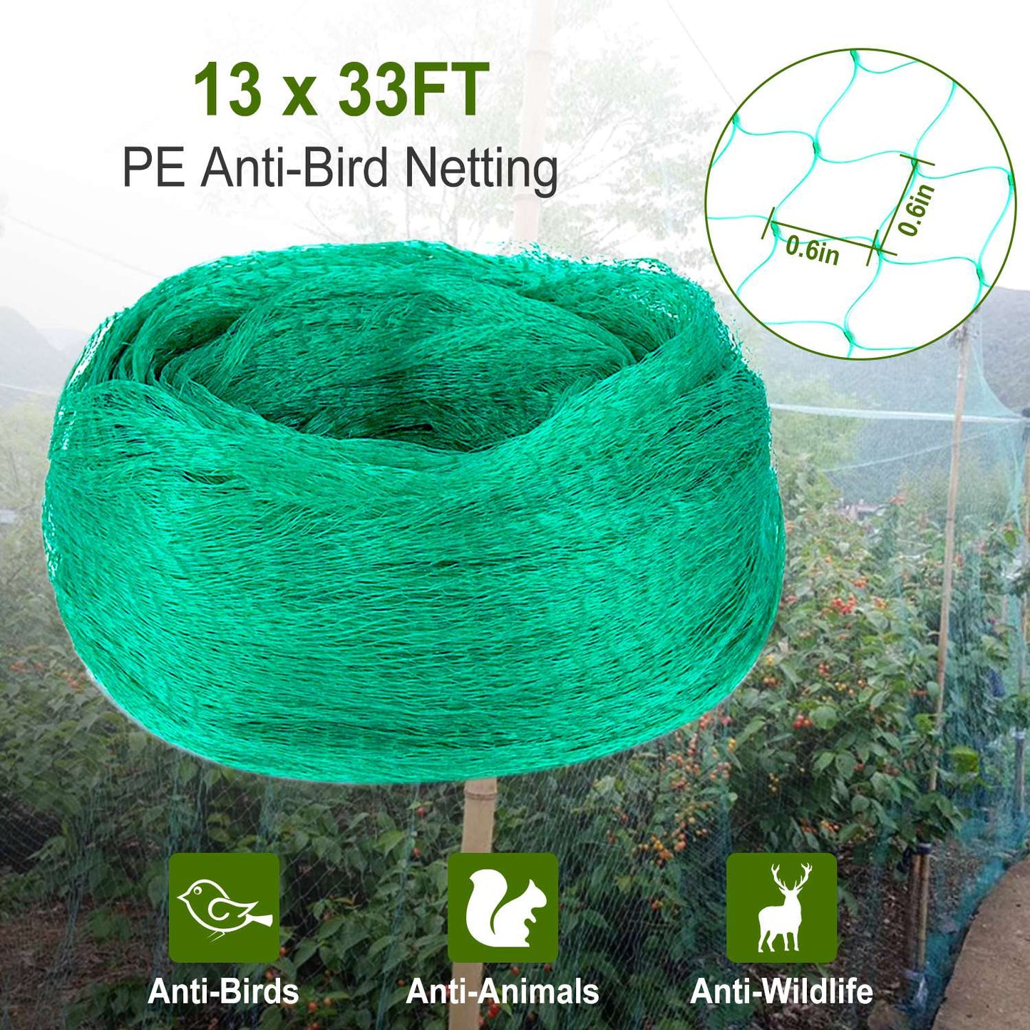 Garden Netting 13x33ft Heavy Duty Bird Protection Net