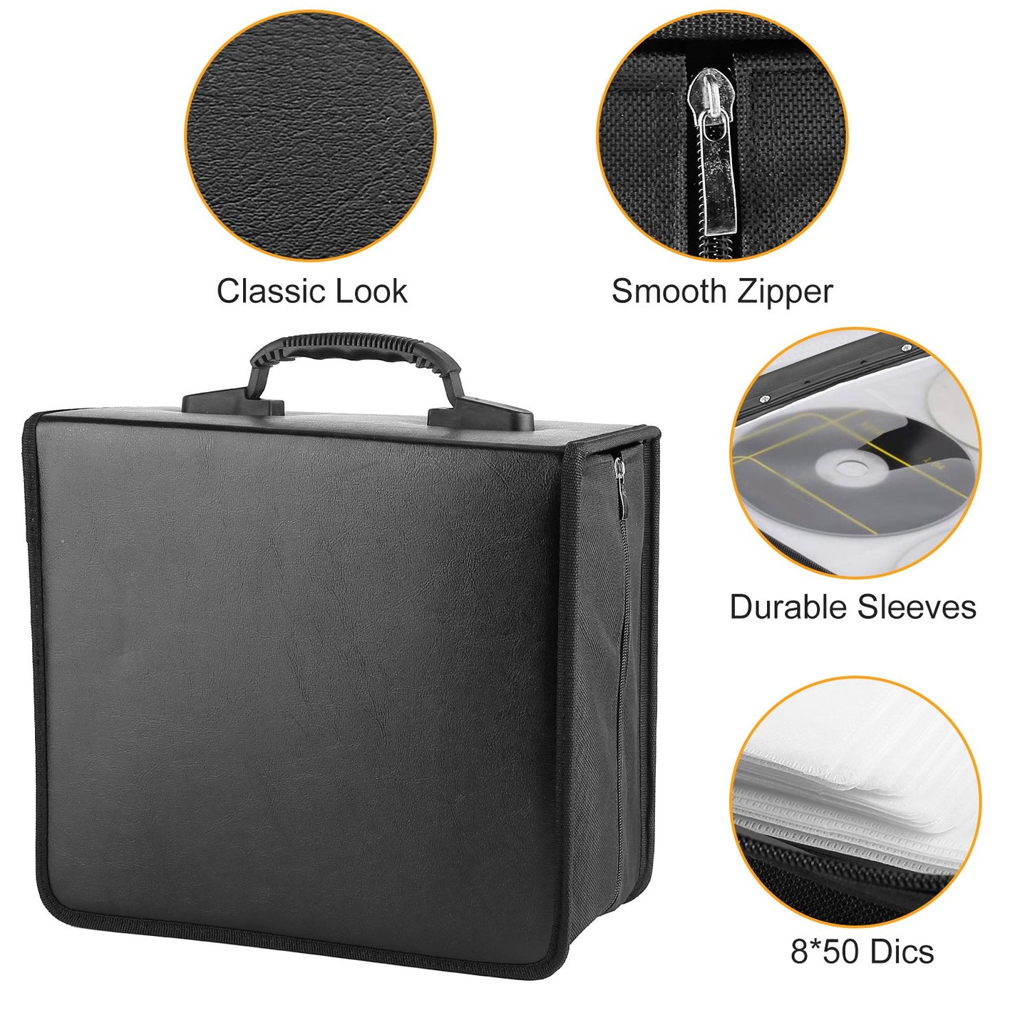 400 Disc CD DVD Storage Case with Carrying Handle