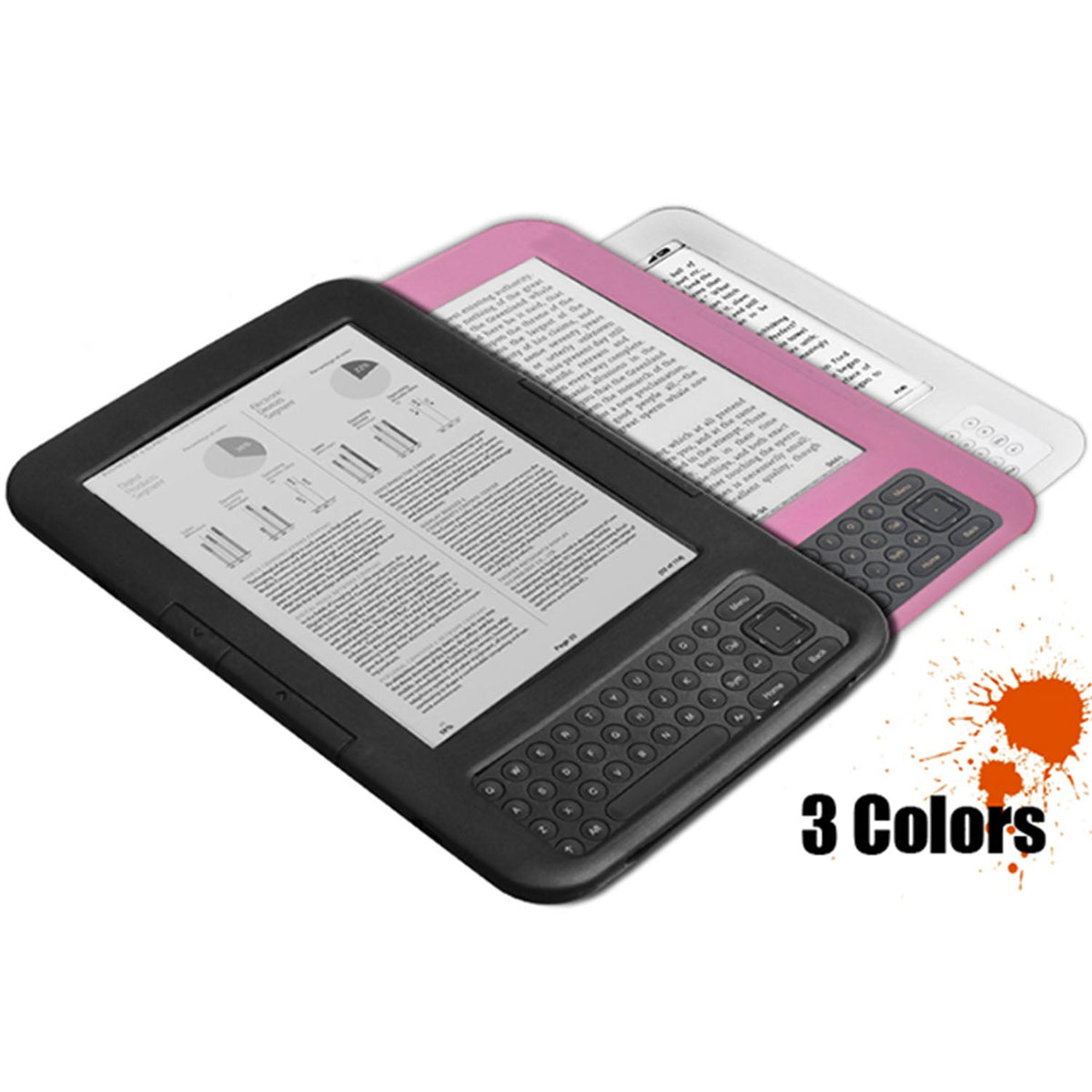 Kindle Protective Case Cover for Amazon Kindle3 White Black Pink