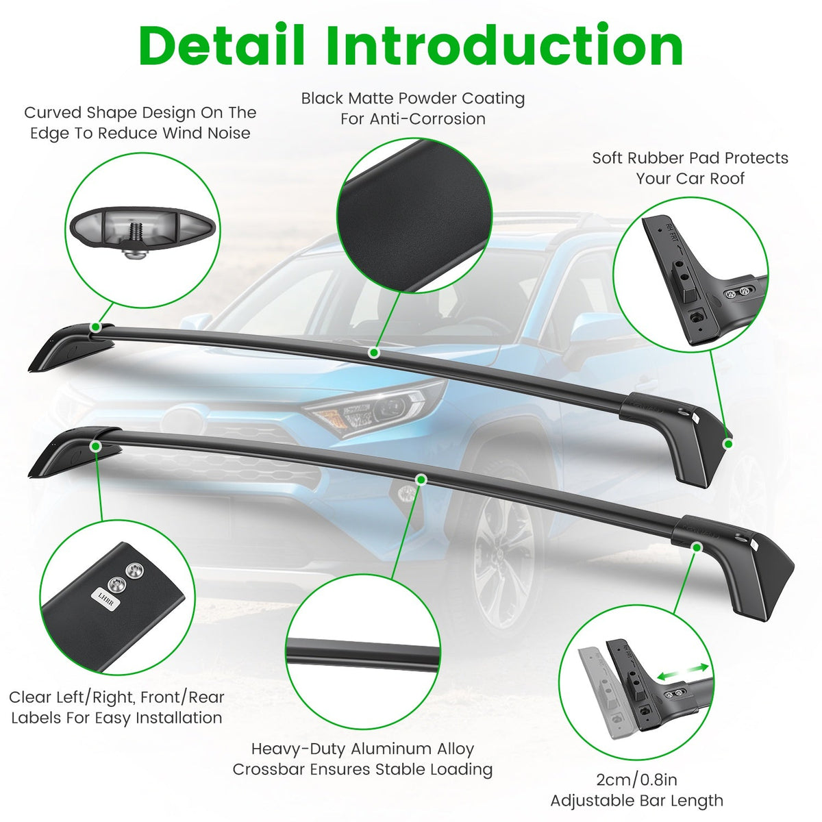Roof Rack Cross Bars for Toyota RAV4 2019-2025 Flush Rails