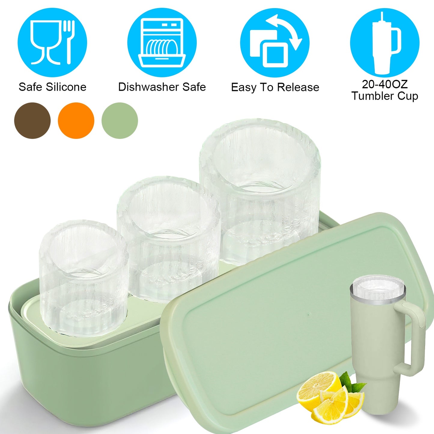 Hollow Cylinder Ice Cube Tray for Stanley Tumblers 20-40oz