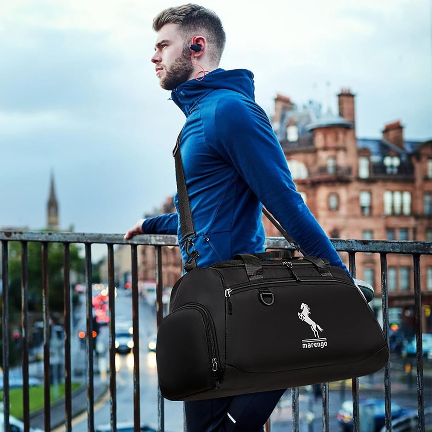 Gym Duffle Bag with Shoe Compartment & Wet Pocket 37L