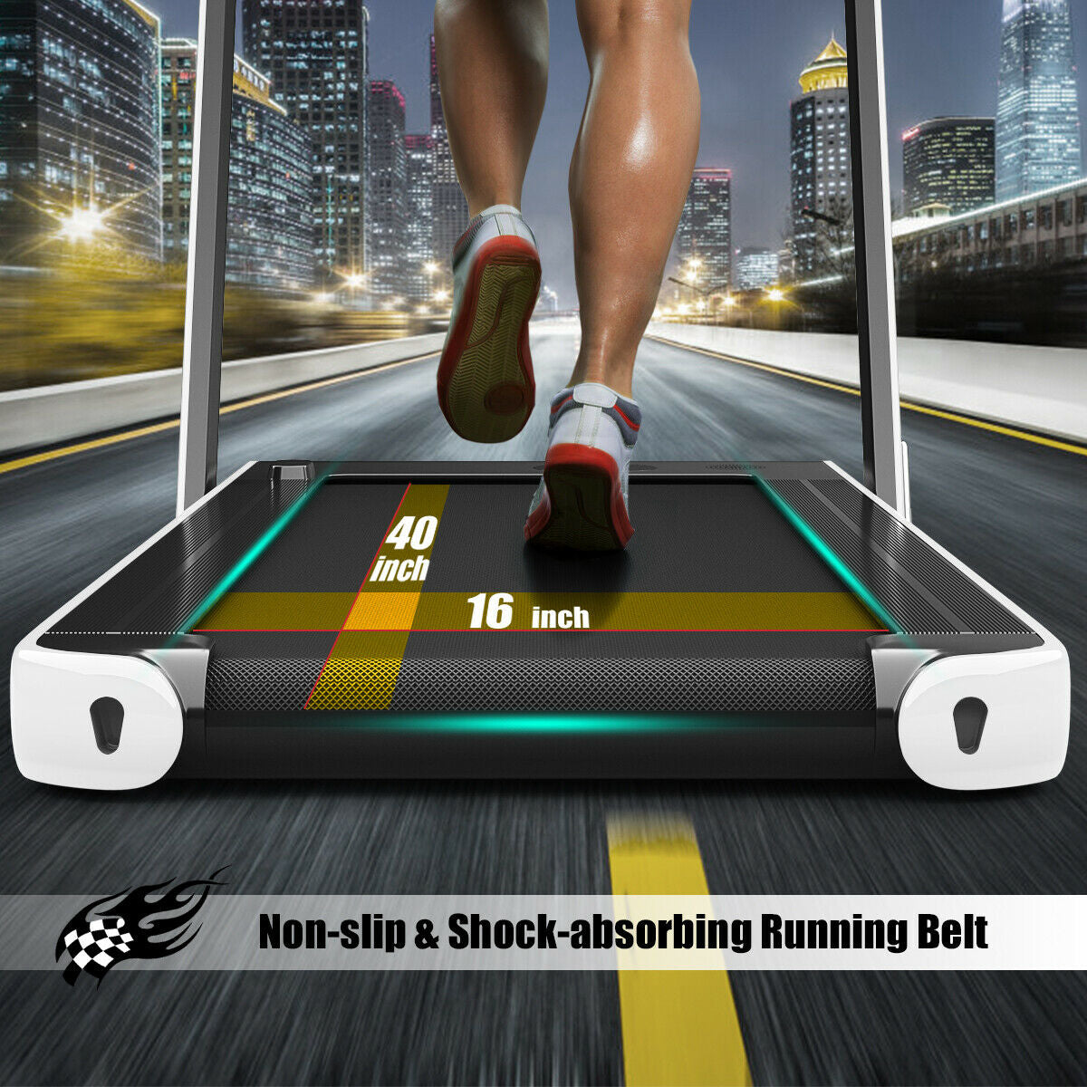 2-in-1 Folding Treadmill with Dual Display and Remote Control