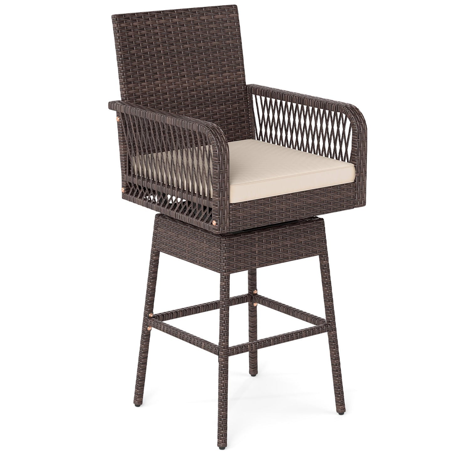 360° Swivel Bar Stool 29" Height with Cushion & Armrests