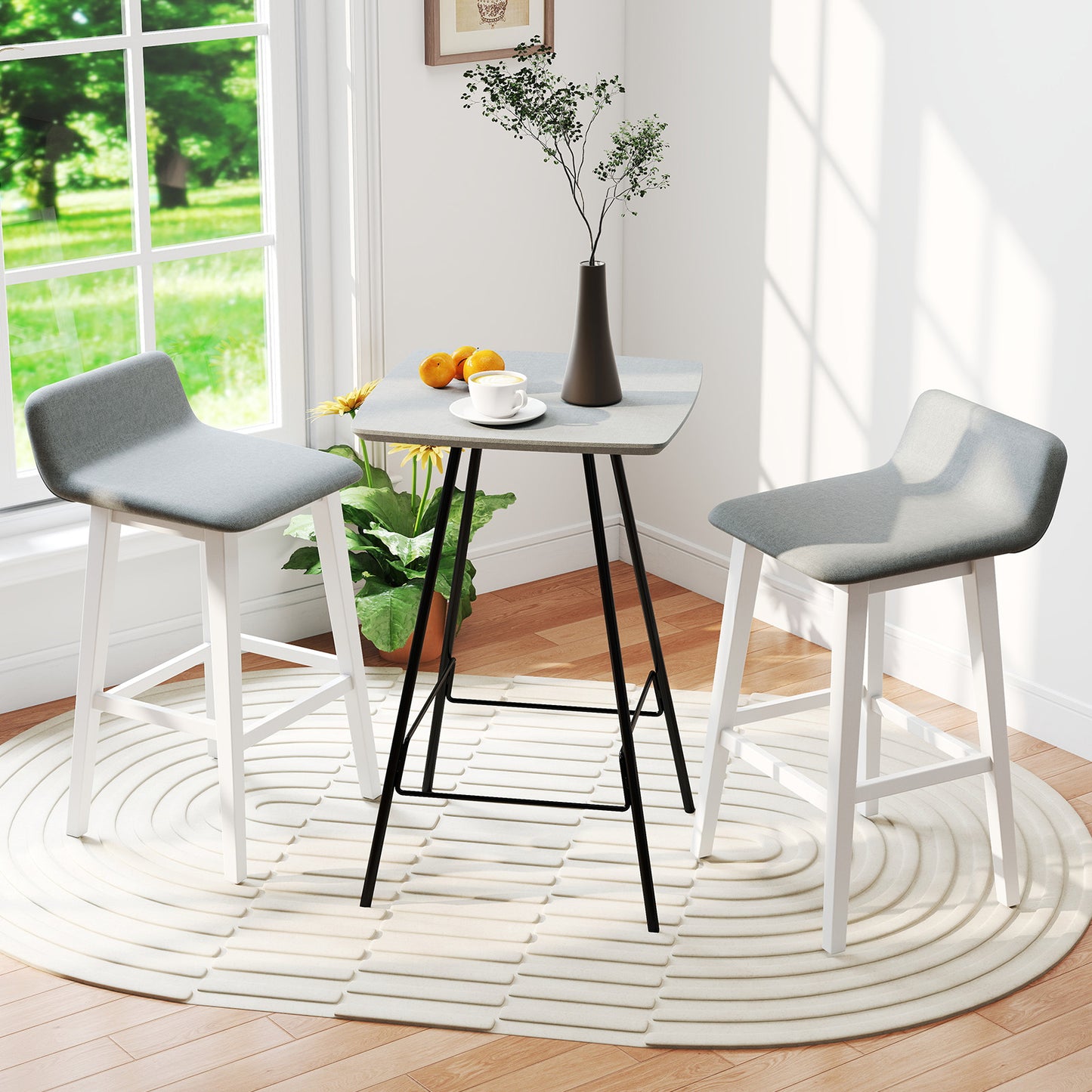 29-Inch Padded Bar Stool with Low Back and Wood Legs