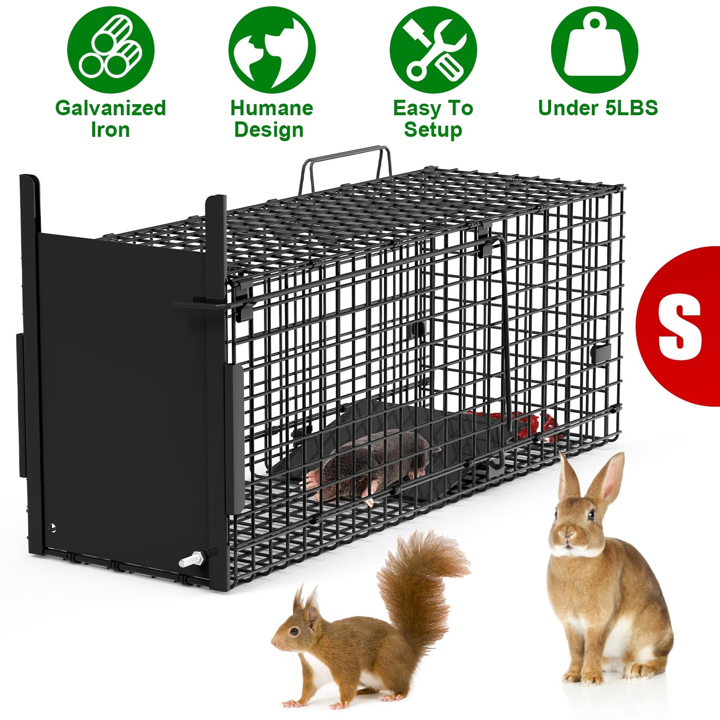40in Humane Live Animal Trap Cage for Raccoons & Opossums