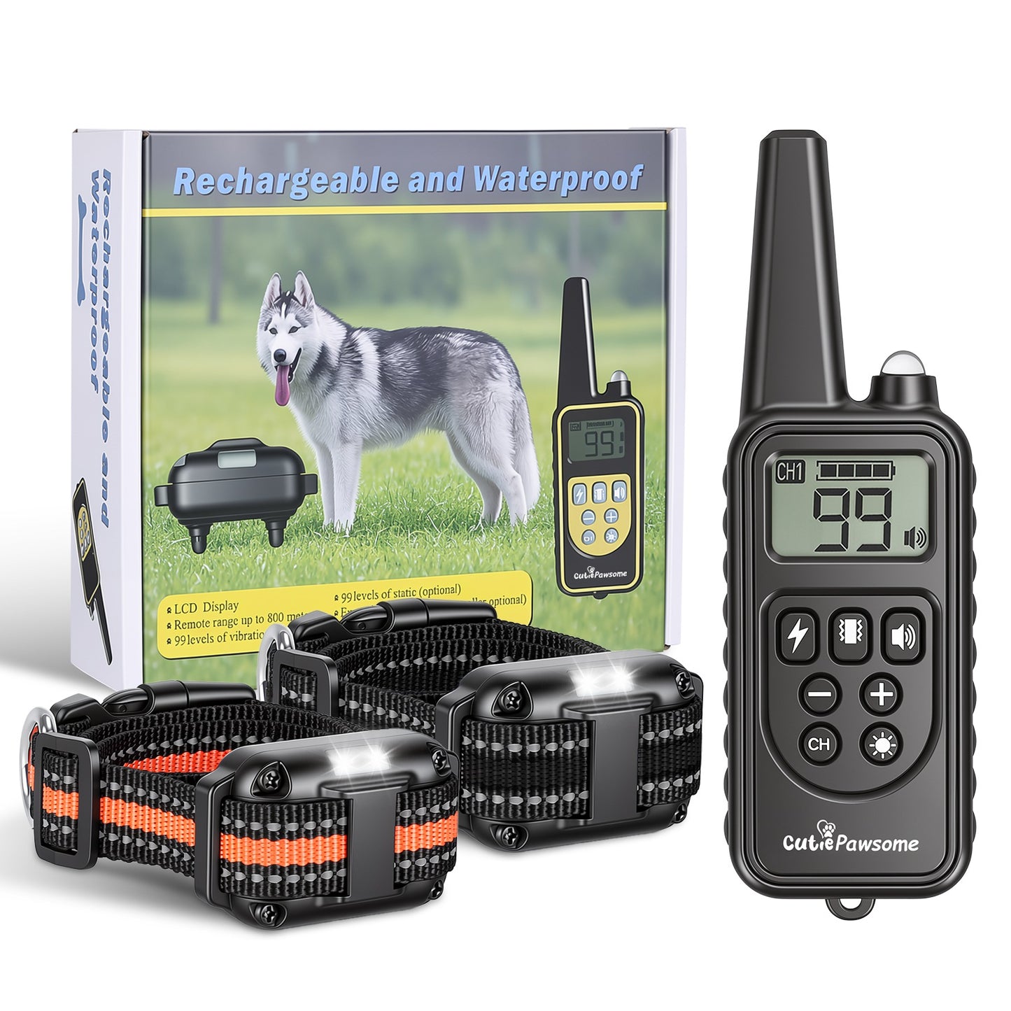 Dog Training Collar Receiver with Adjustable Belt IP67 Waterproof