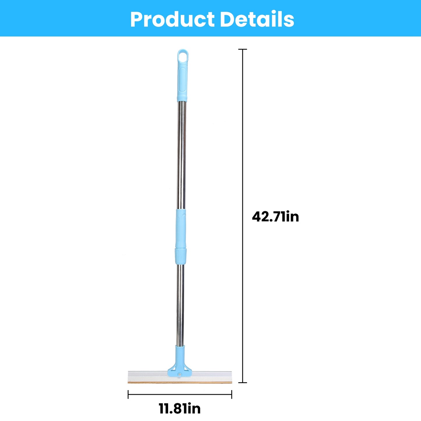 Pet Hair Removal Rake with 54" Adjustable Telescopic Handle