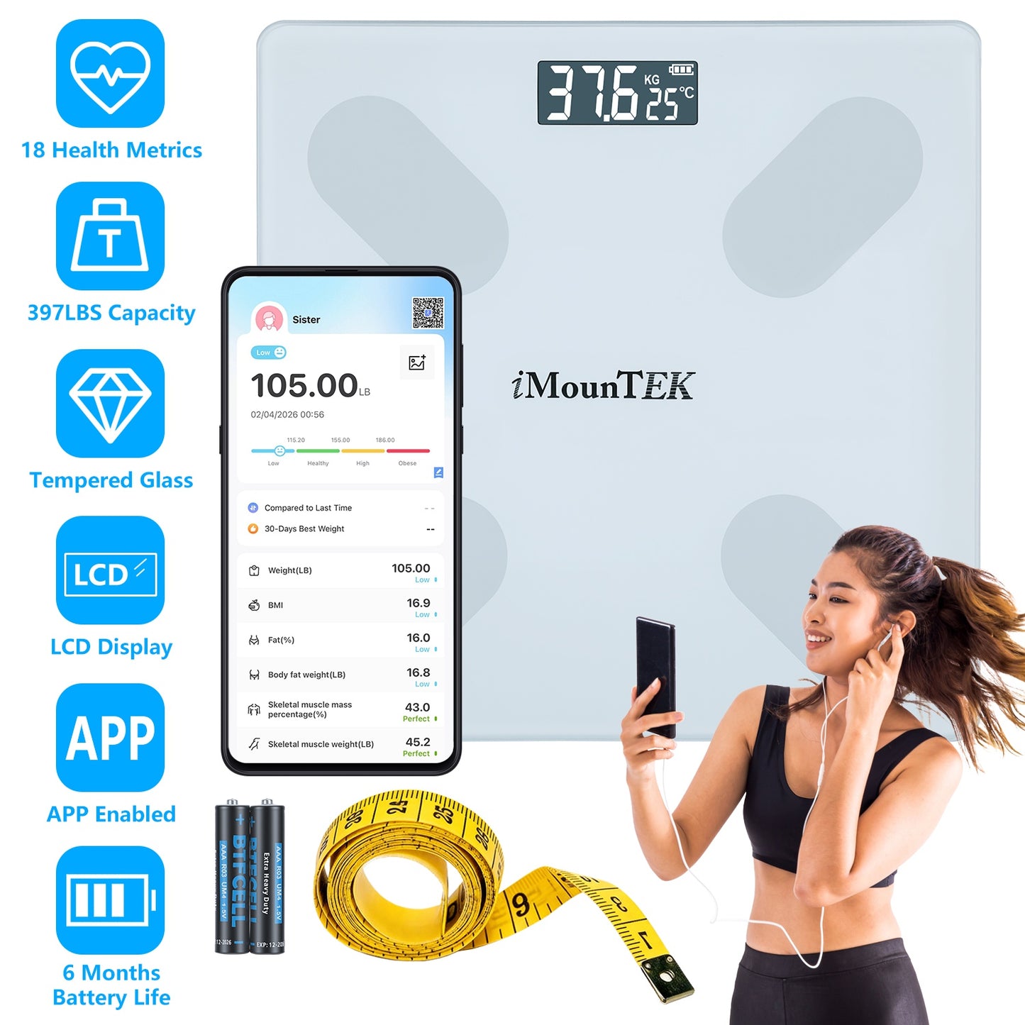 Smart Body Composition Scale with App Sync & 18 Health Metrics