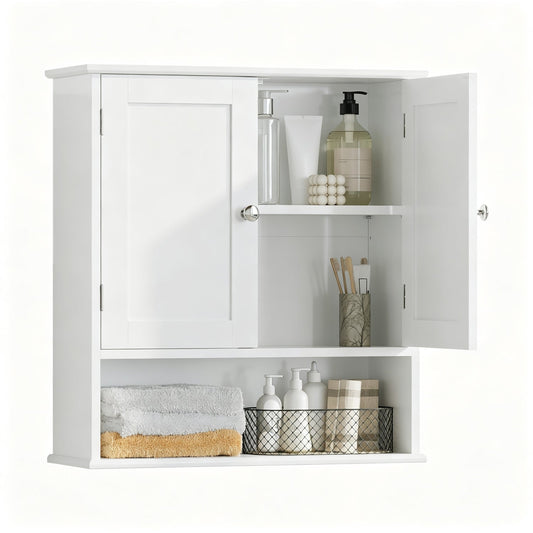 Wall Mounted Bathroom Cabinet with Adjustable Shelf & Doors