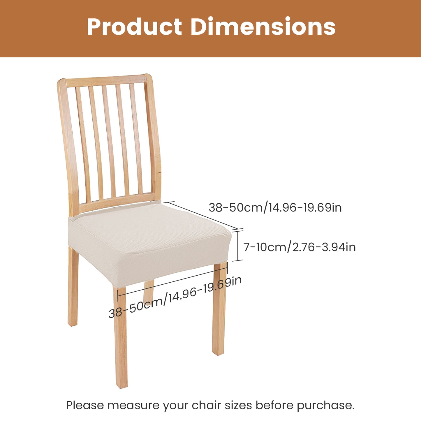 Waterproof Dining Chair Seat Covers - 4 Pack Stretch Slipcovers