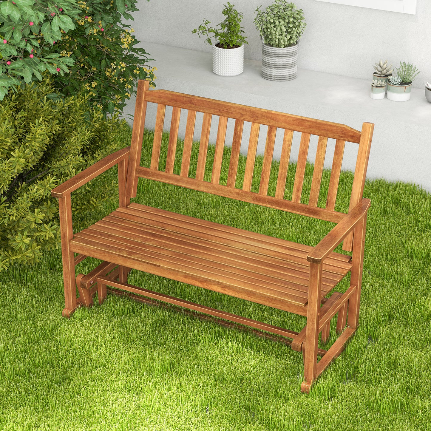 Outdoor Glider Bench 2-Seat with Armrests