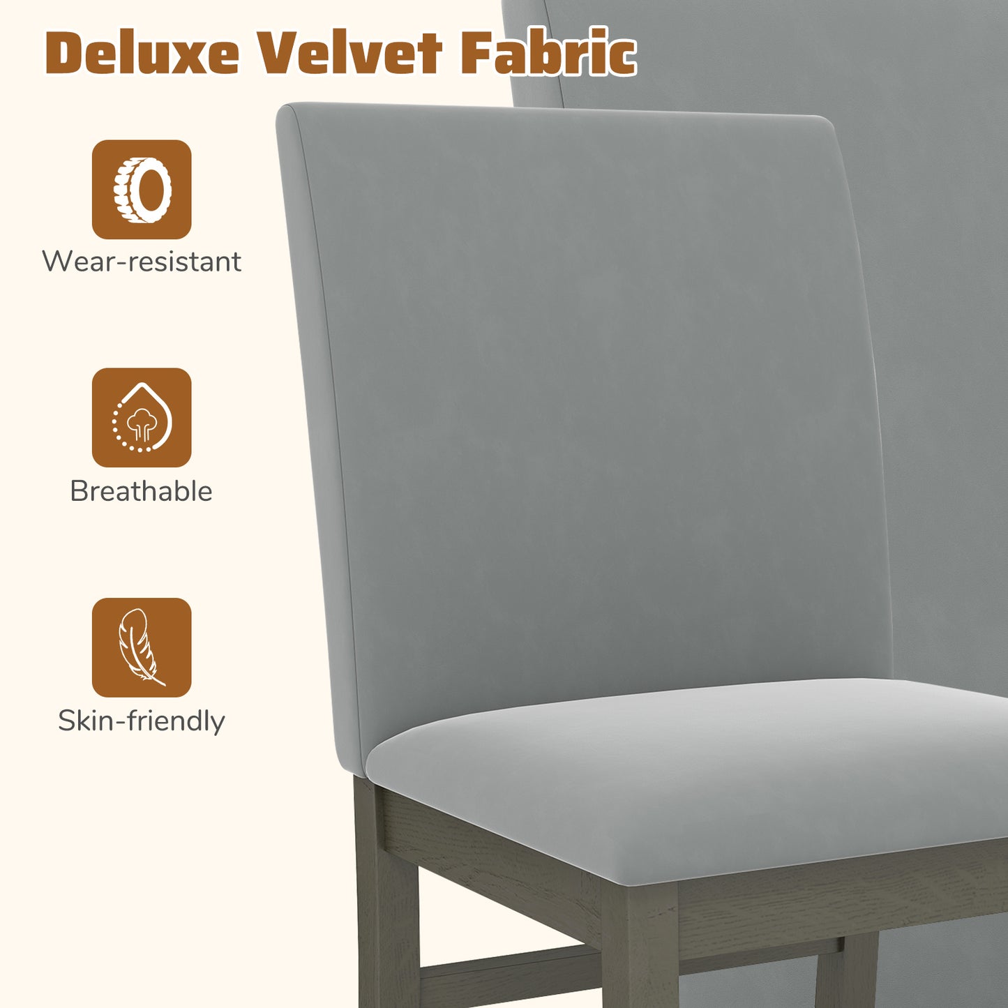 Upholstered Dining Chairs Set of 2 with High Back - Gray