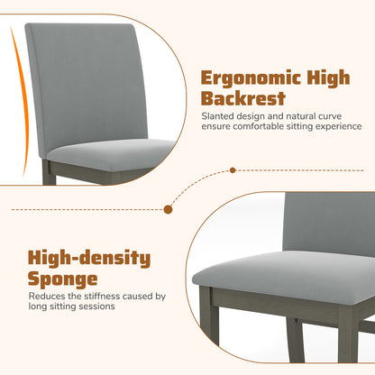 Upholstered Dining Chairs Set of 2 with High Back - Gray