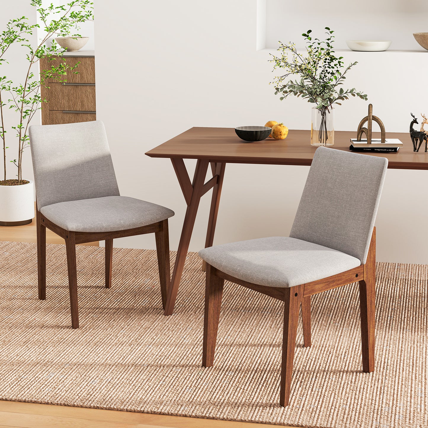 Upholstered Dining Chairs Set of 2 with High Curved Back